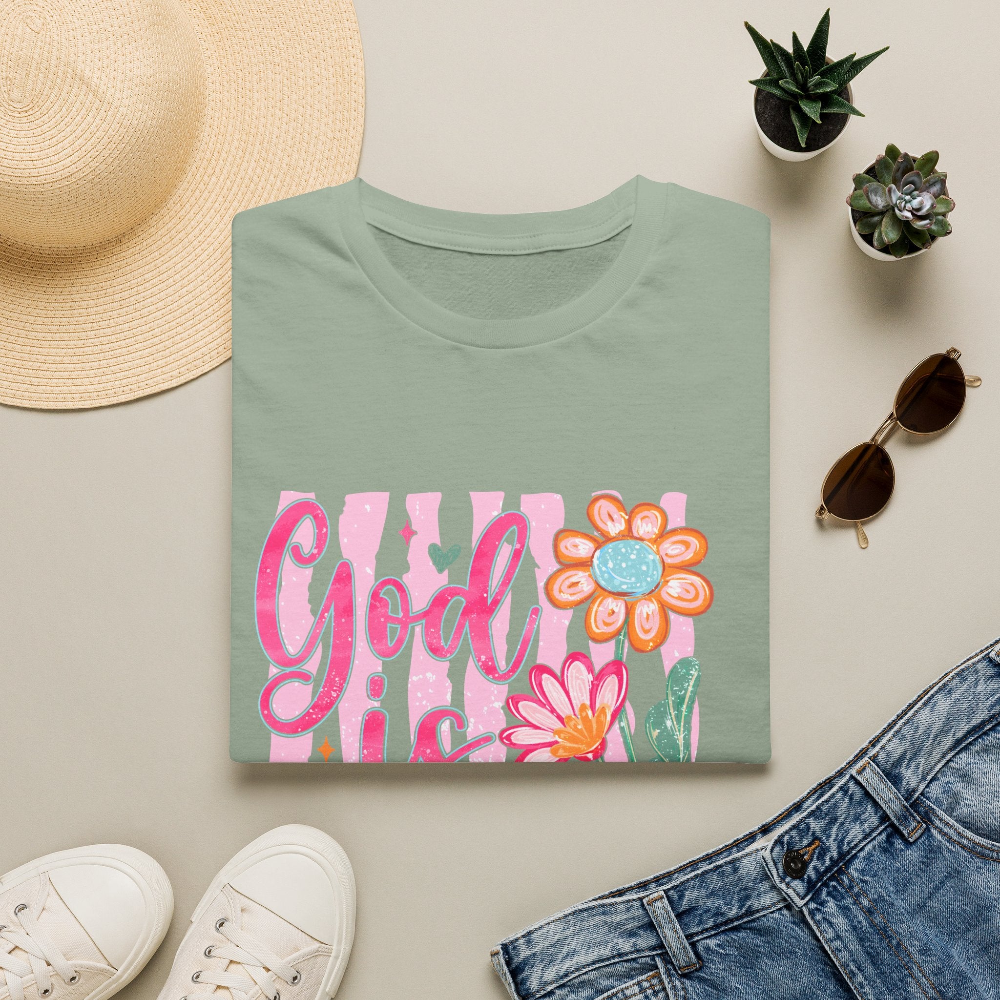 God Is Good Floral T‑Shirt — Inspirational Christian Tee