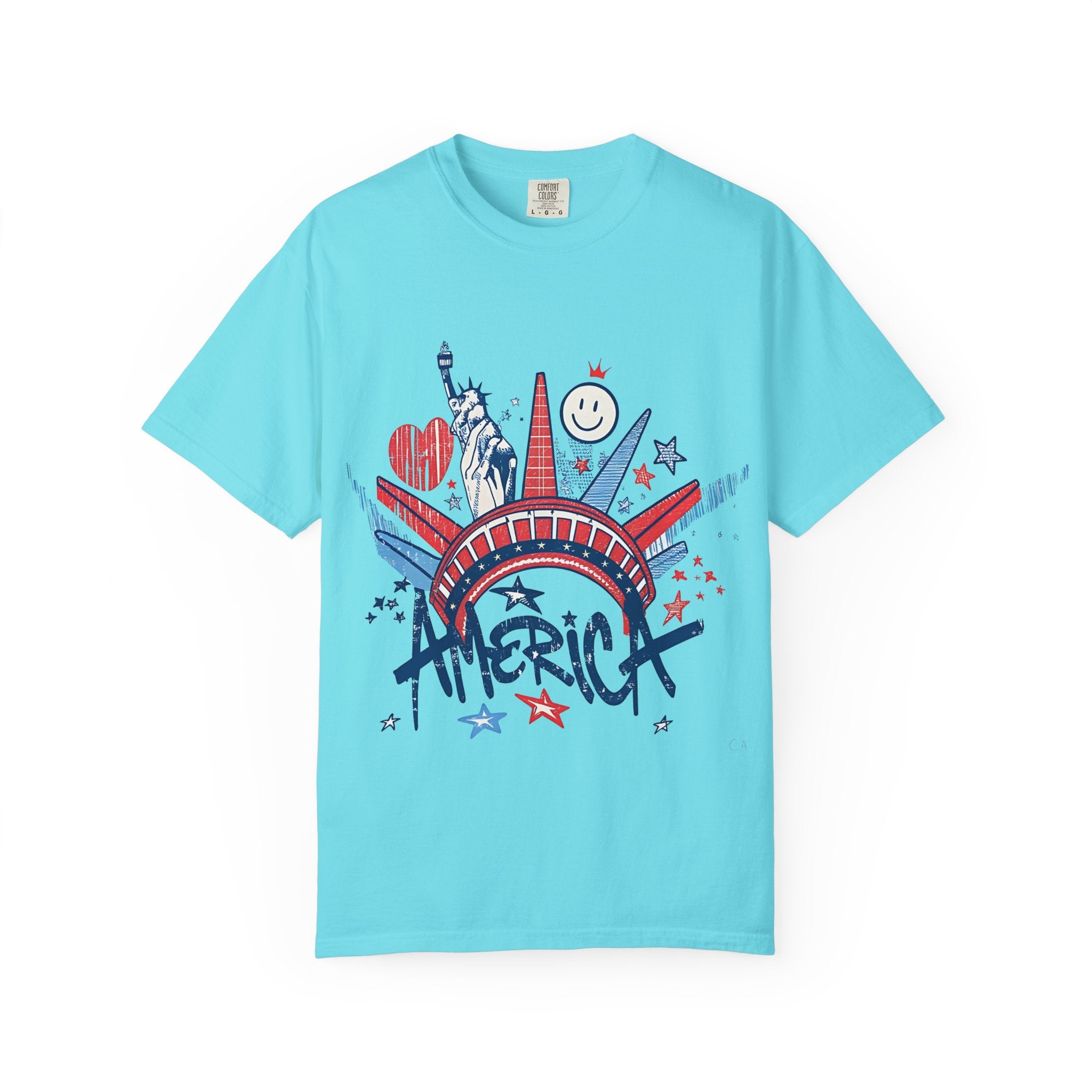 America Graphic T-Shirt — Patriotic Statue of Liberty 4th of July Tee