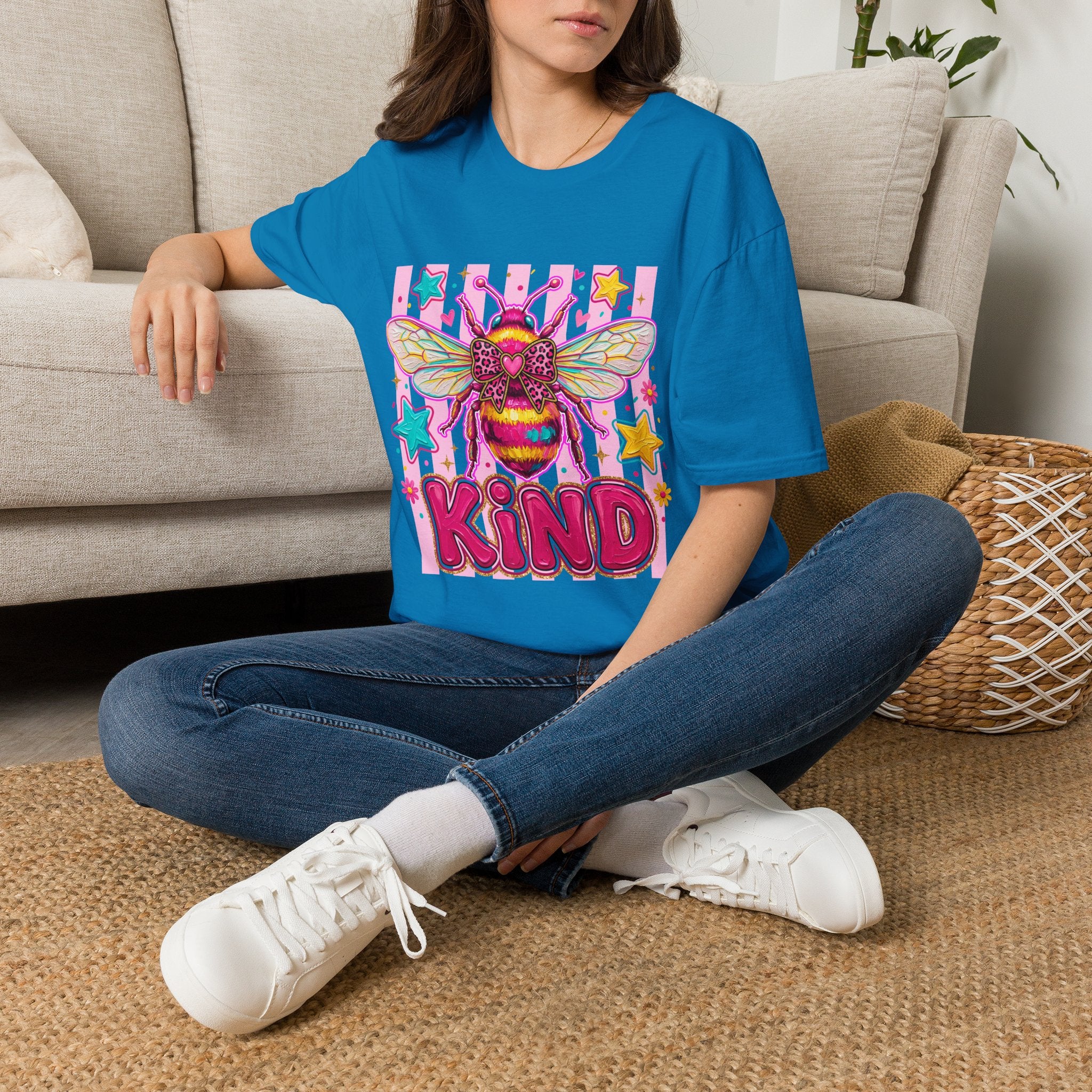 Kind Bee T-Shirt — Colorful Cute Bee Graphic Tee for Women & Teens