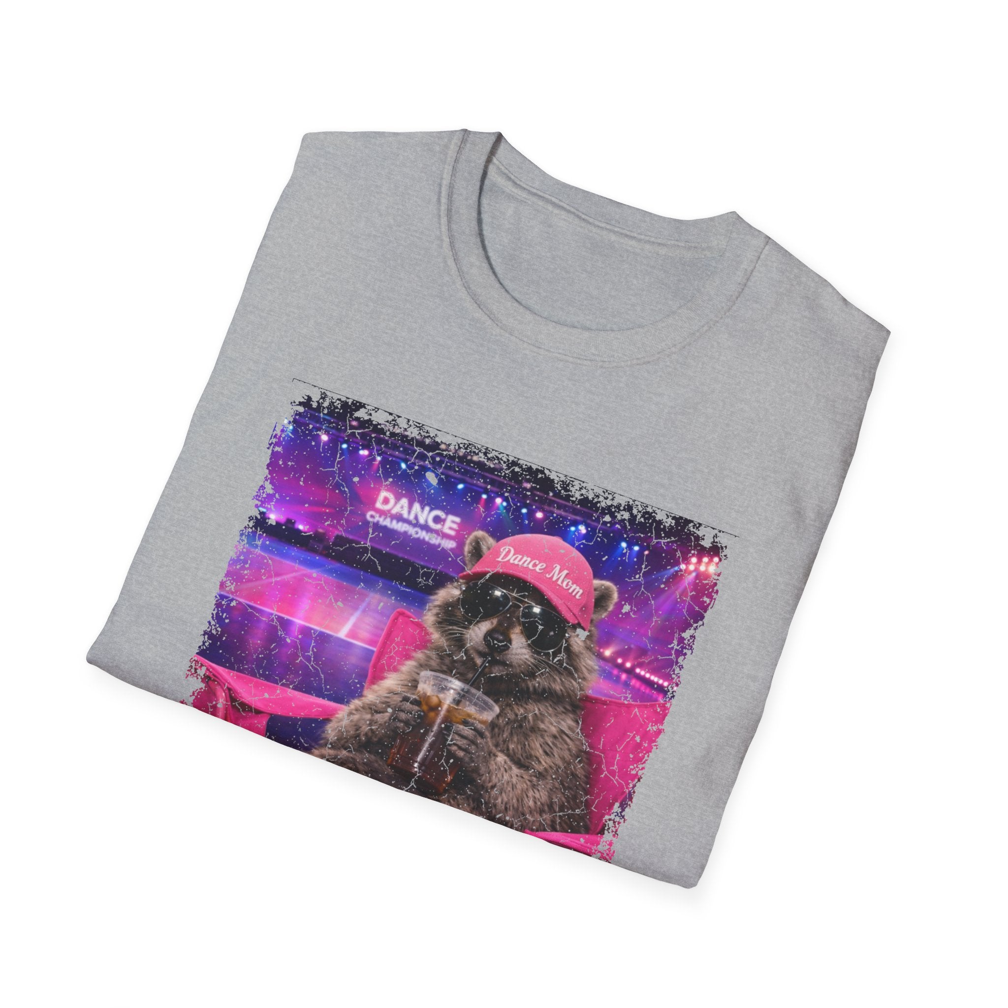 Retro Neon Raccoon T-Shirt — "Live Here Now" Vintage Aesthetic Tee