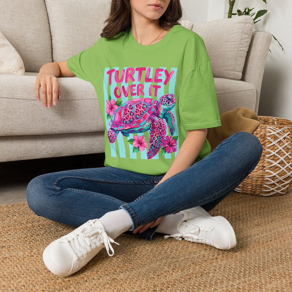 Turtley Over It T-Shirt — Tropical Pink Sea Turtle Graphic Tee