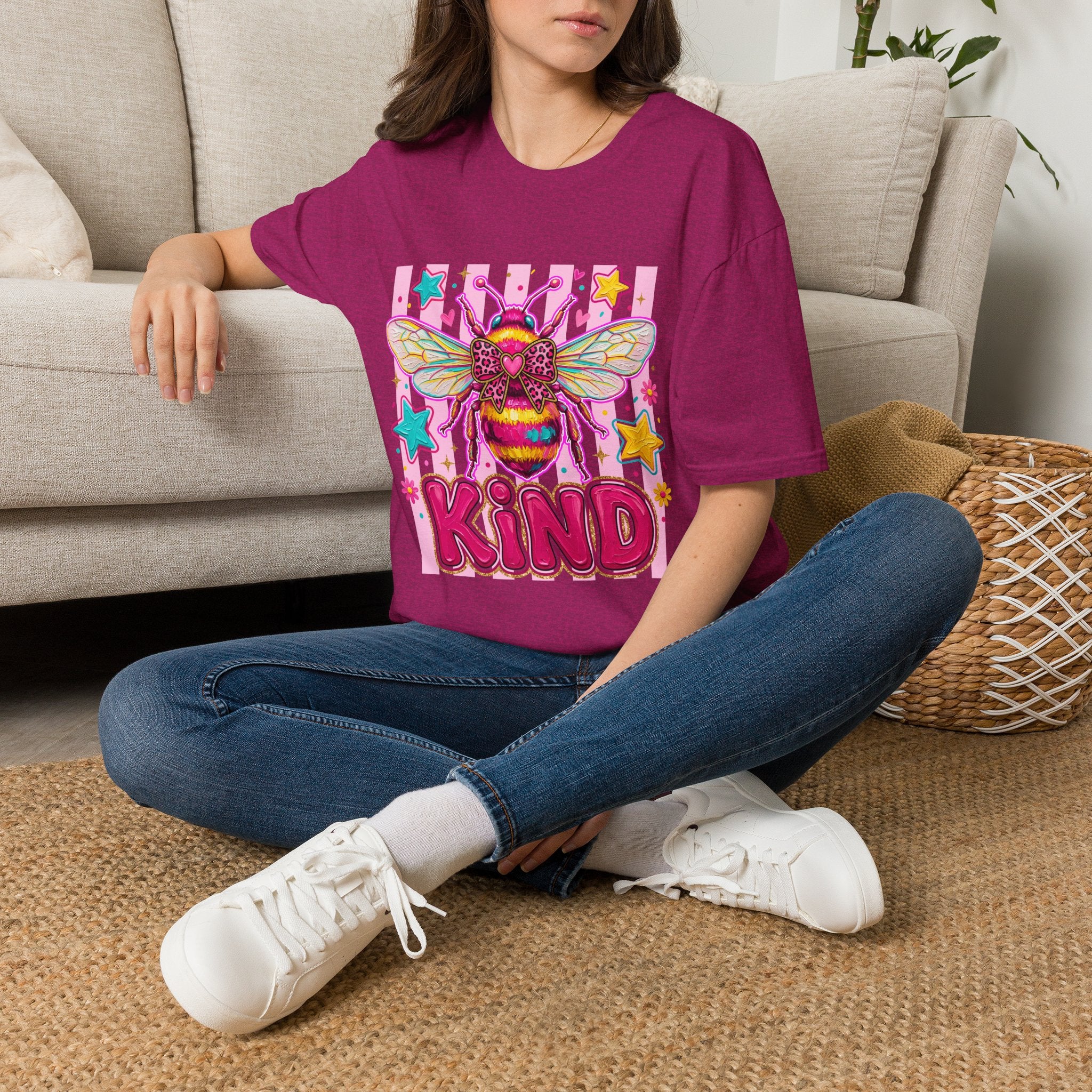 Kind Bee T-Shirt — Colorful Cute Bee Graphic Tee for Women & Teens