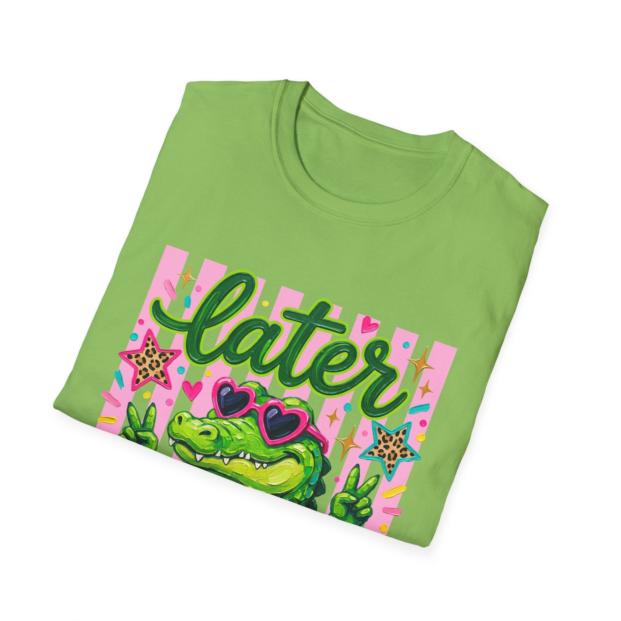 Later Alligator T-Shirt — Cute Retro Croc Graphic Tee with Heart Sunglasses