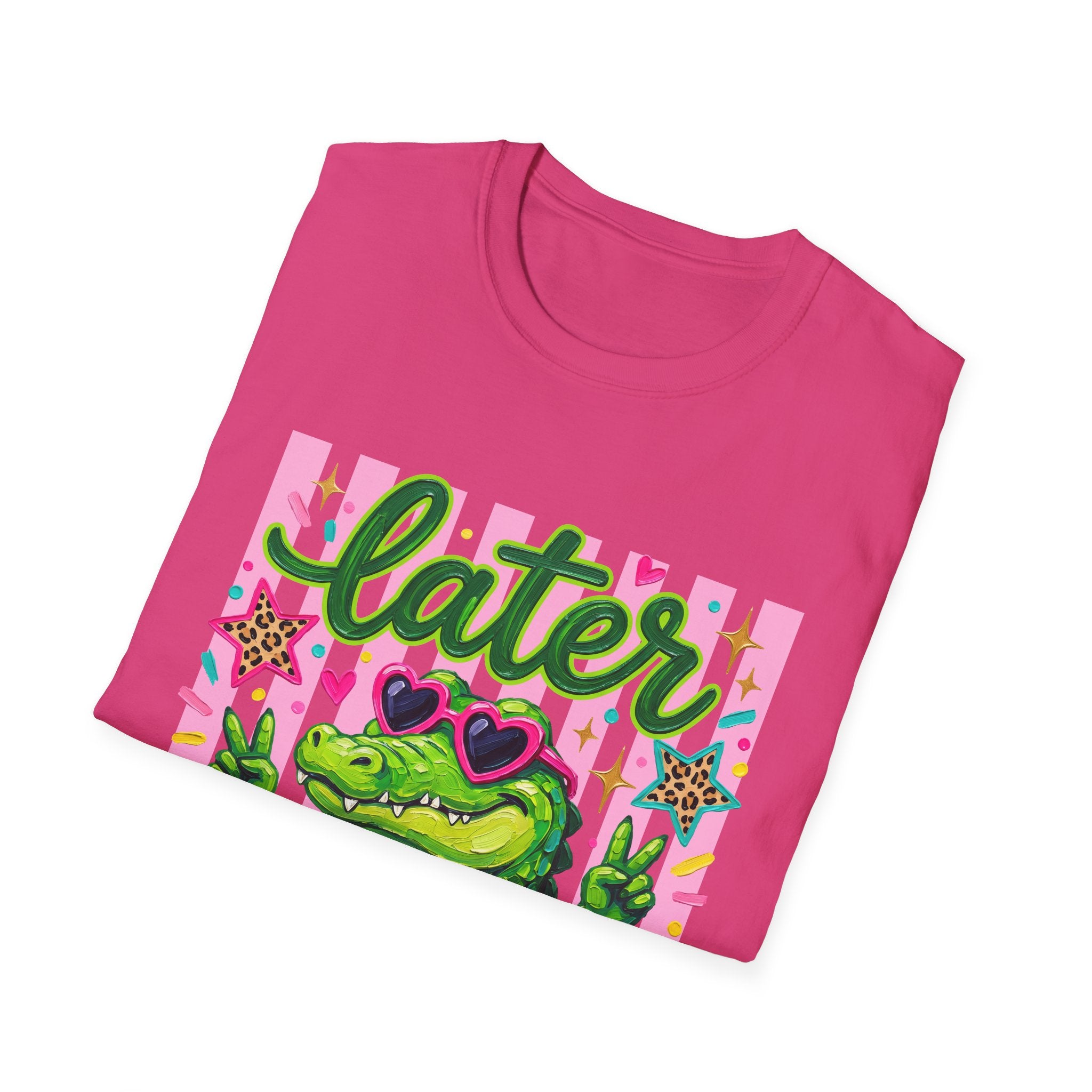 Later Alligator T-Shirt — Cute Retro Croc Graphic Tee with Heart Sunglasses