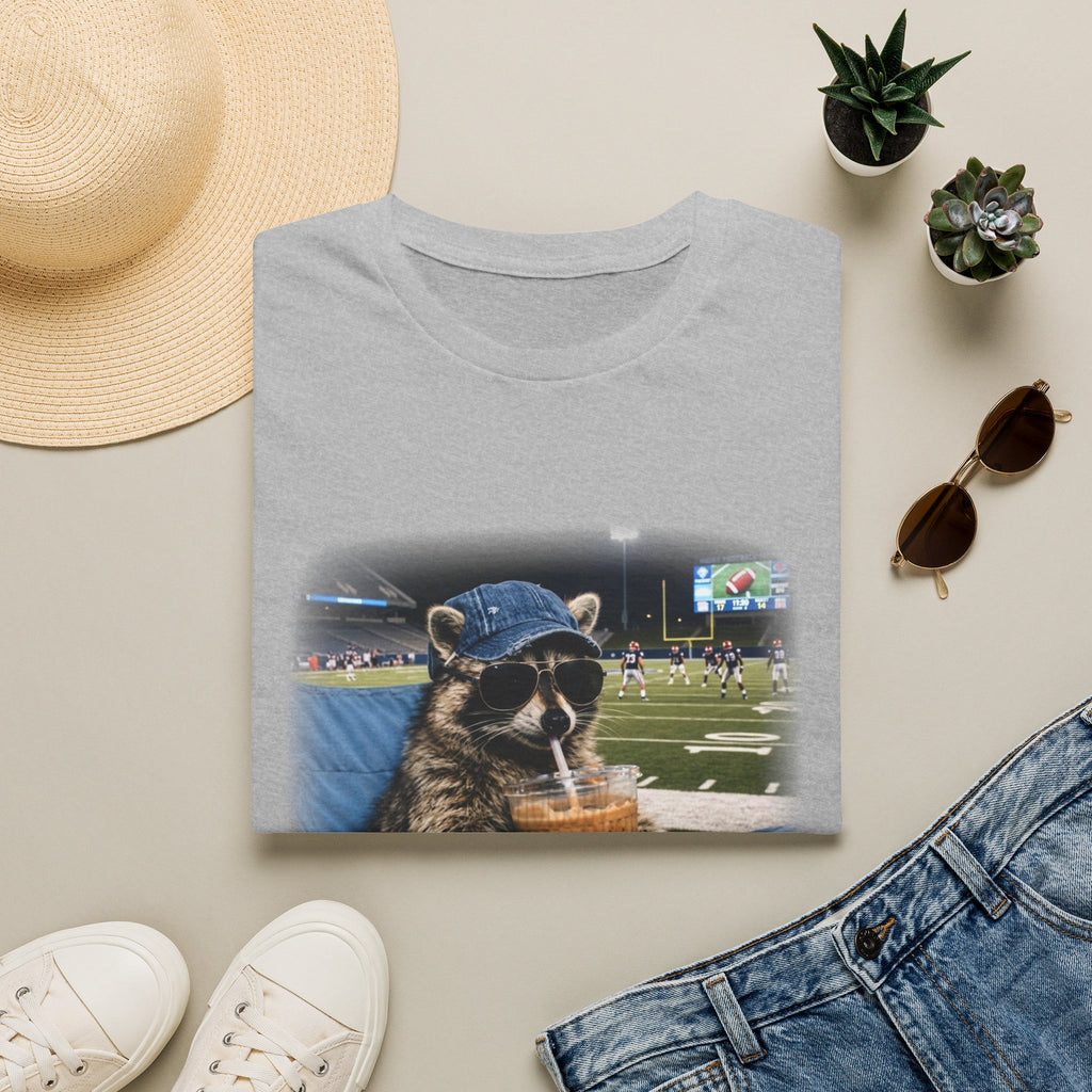 Raccoon Football Stadium Tee – "I Live Here Now" Graphic T-Shirt