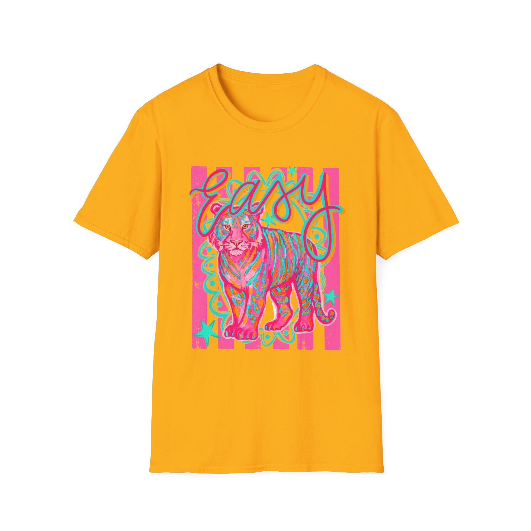 Easy Tiger T-Shirt — Colorful Retro Neon Tiger Graphic