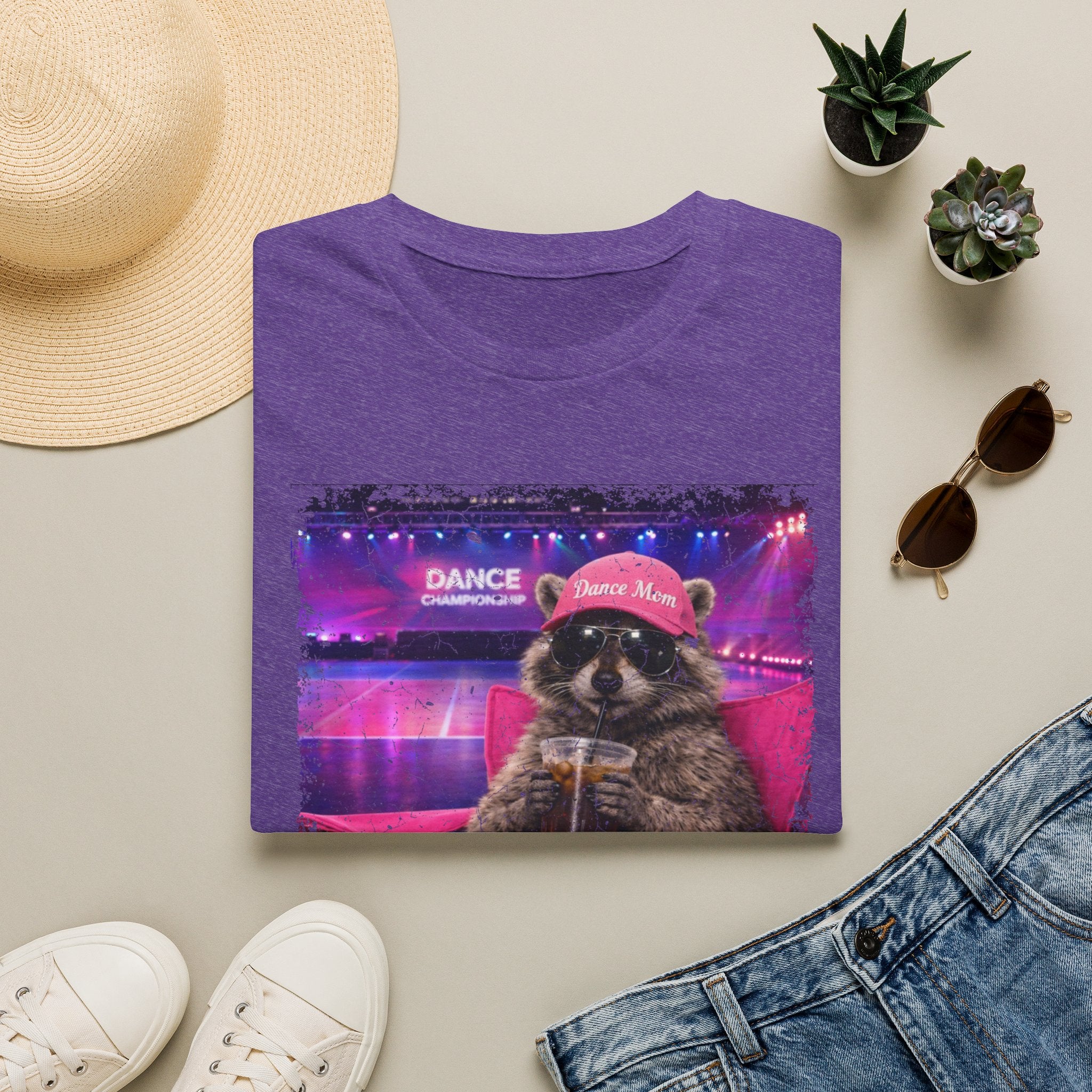 Raccoon ‘Dance’ Graphic T-Shirt — Retro Neon Wildlife Tee