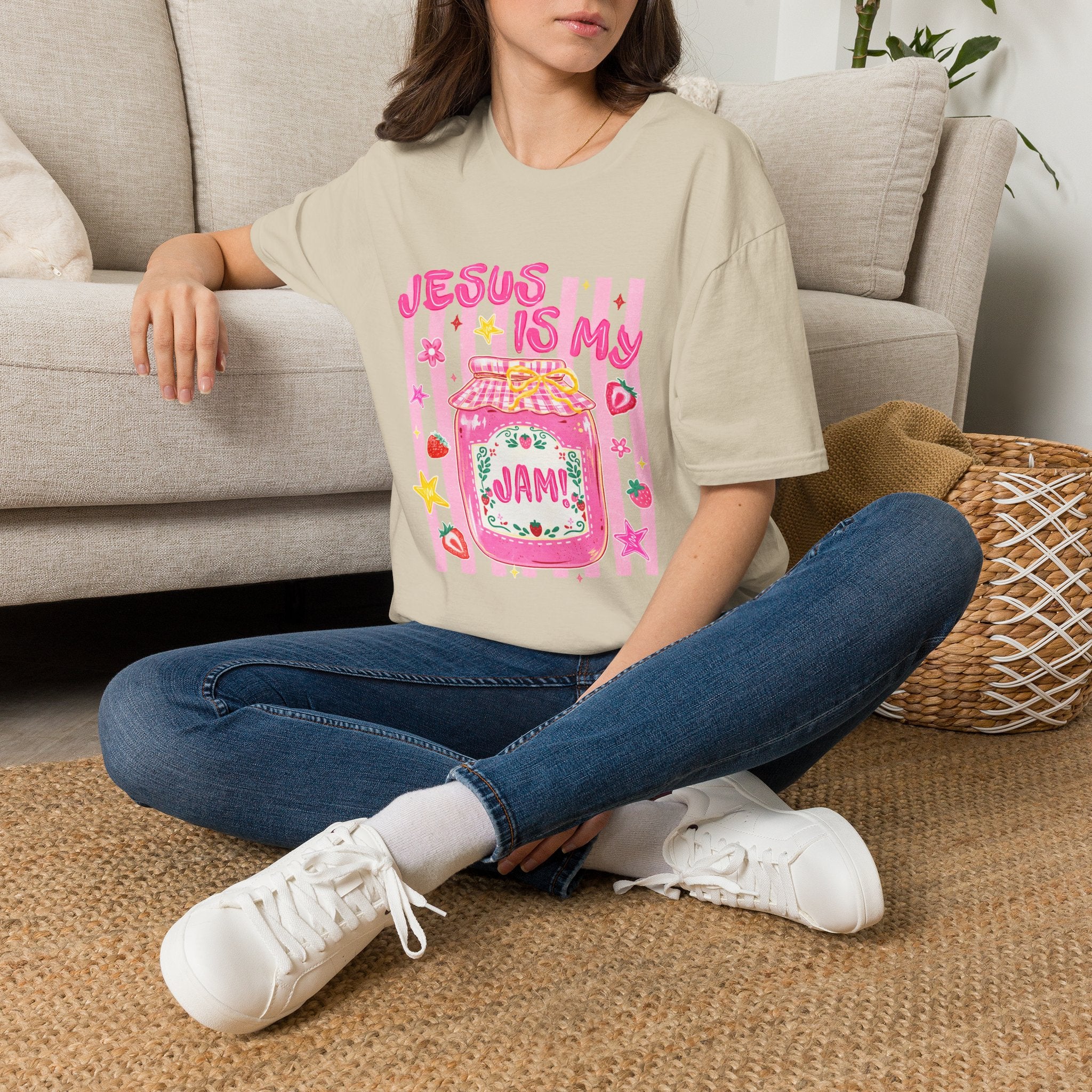 Jesus Is My Jam T‑Shirt — Cute Pink Faith Graphic Tee