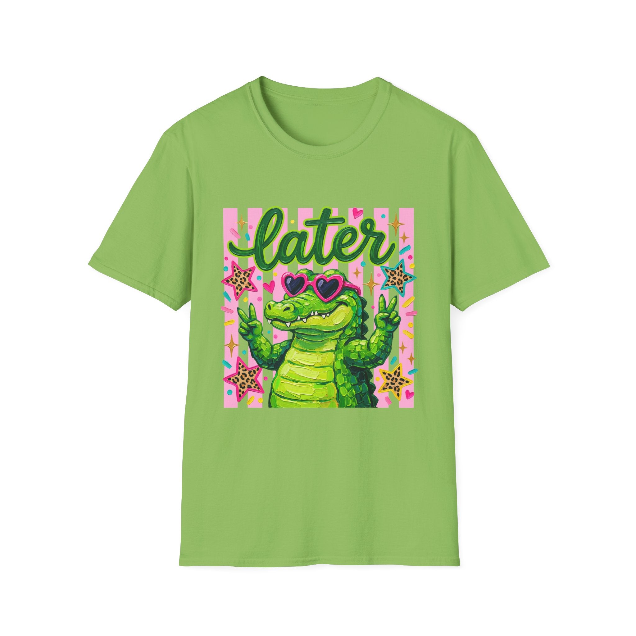 Later Alligator T-Shirt — Cute Retro Croc Graphic Tee with Heart Sunglasses