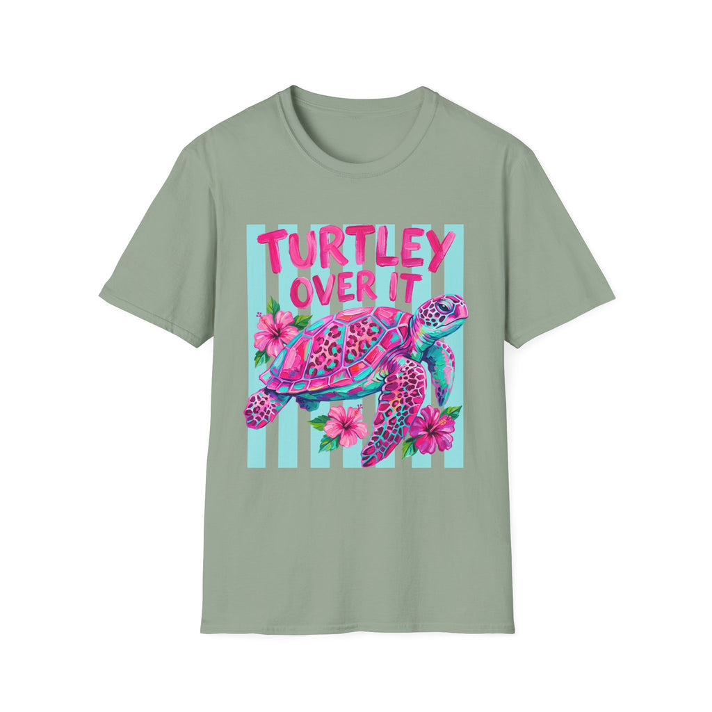 Turtley Over It T-Shirt — Tropical Pink Sea Turtle Graphic Tee