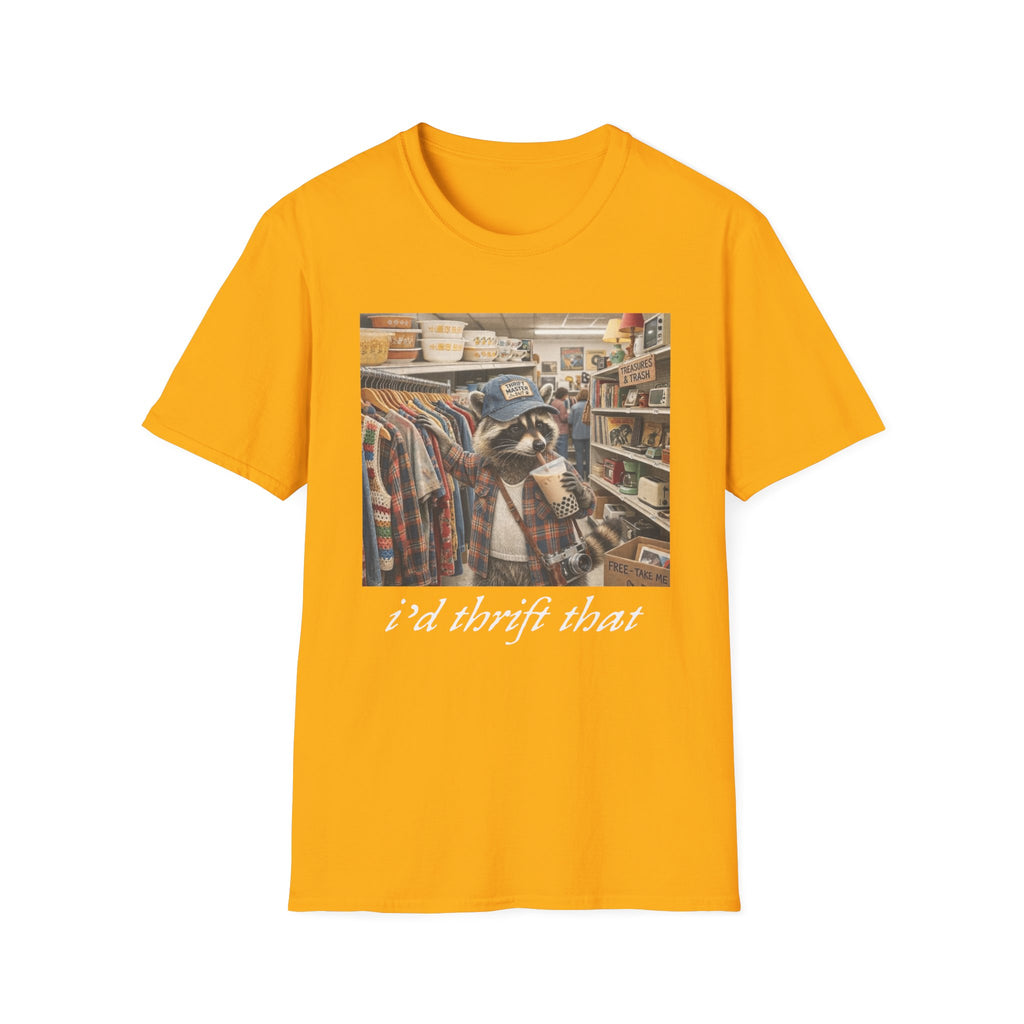 Thrifted Raccoon T-Shirt — "I'd Thrift That" Vintage Store Graphic Tee