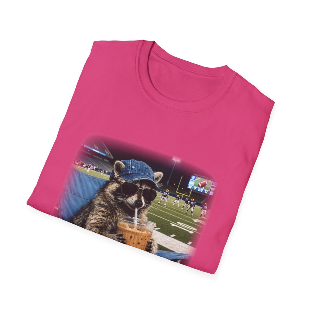 Raccoon Football Stadium Tee – "I Live Here Now" Graphic T-Shirt