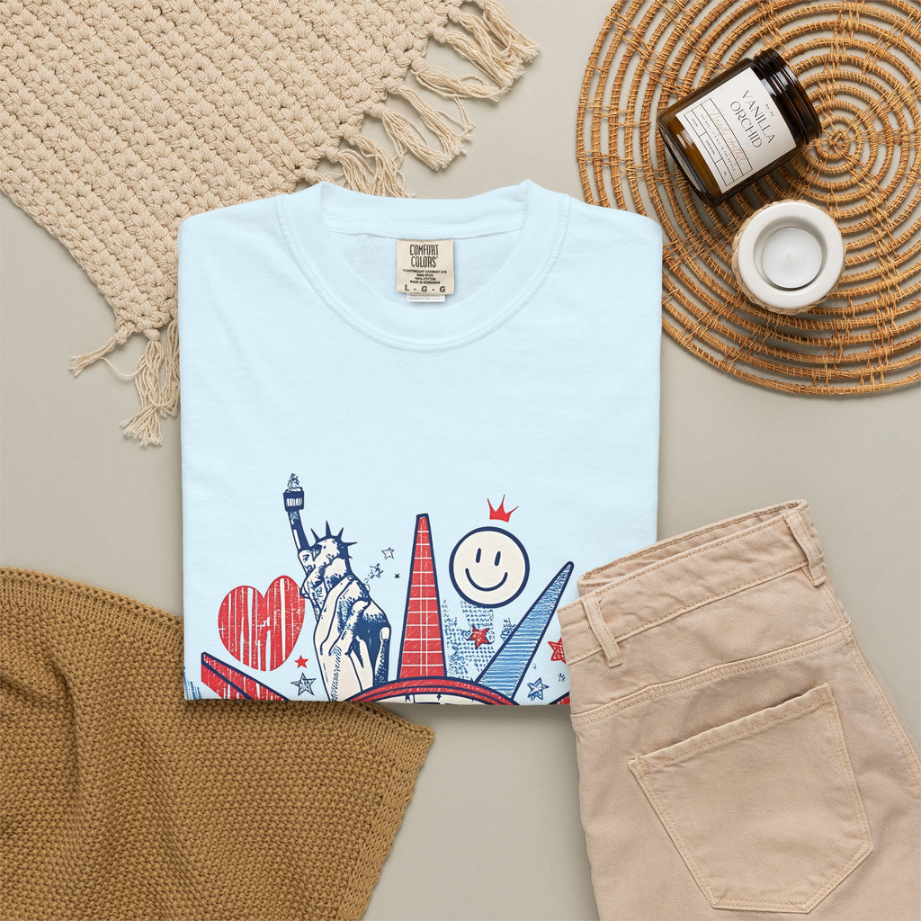 America Graphic T-Shirt — Patriotic Statue of Liberty 4th of July Tee