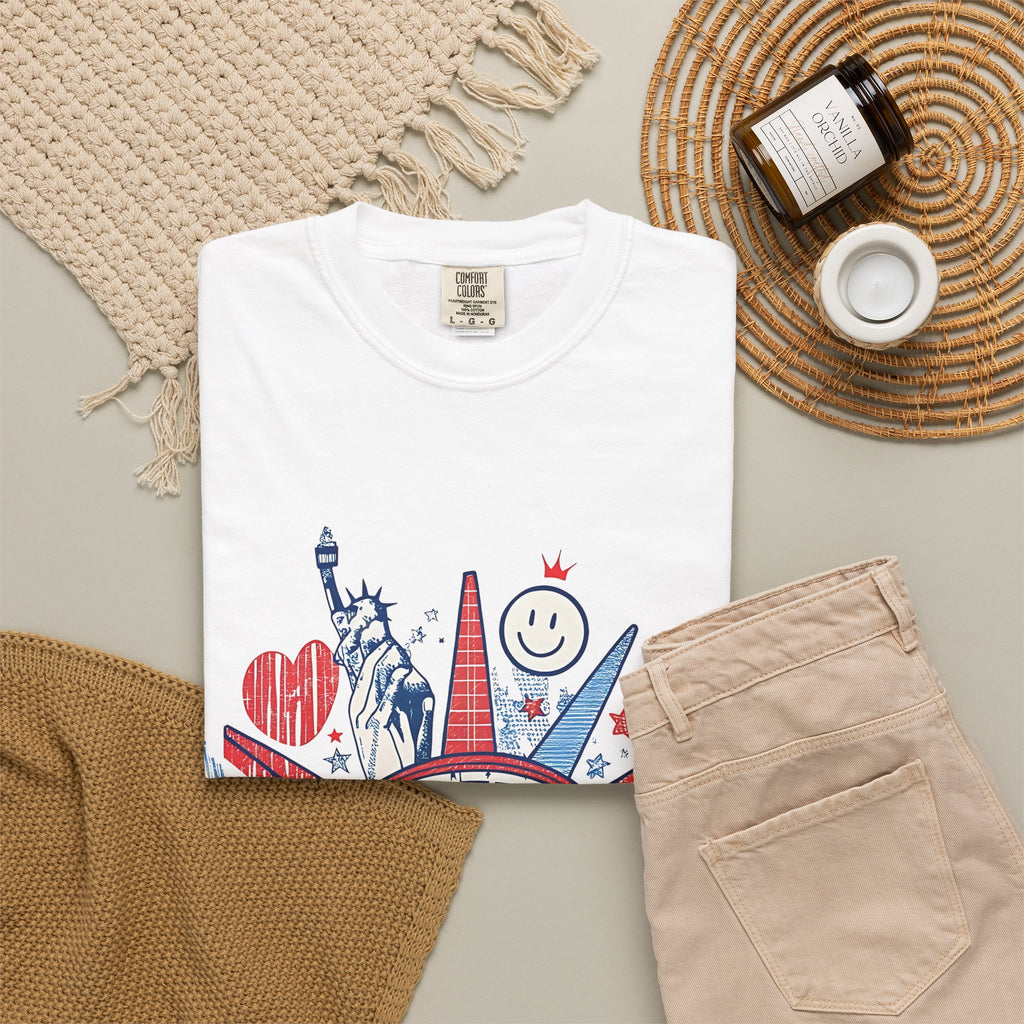 America Graphic T-Shirt — Patriotic Statue of Liberty 4th of July Tee
