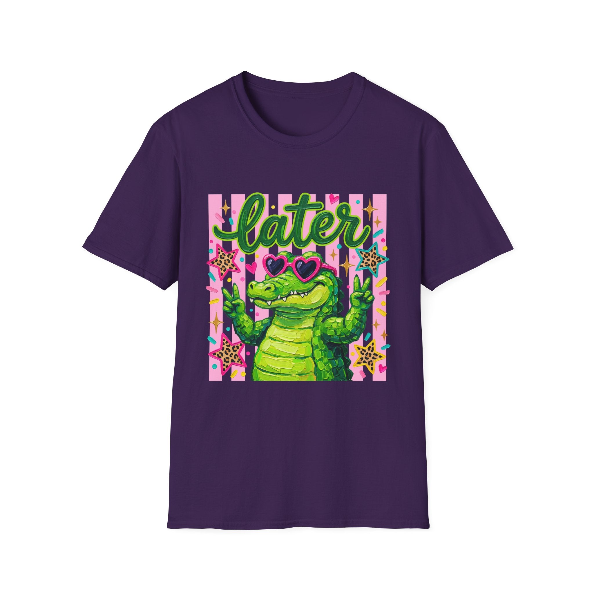 Later Alligator T-Shirt — Cute Retro Croc Graphic Tee with Heart Sunglasses