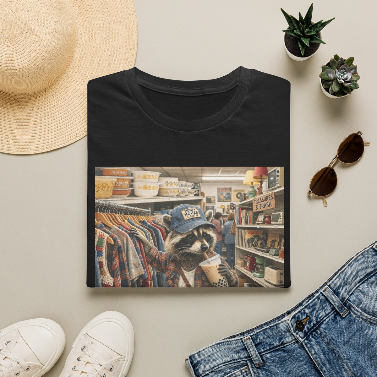 Thrifted Raccoon T-Shirt — "I'd Thrift That" Vintage Store Graphic Tee