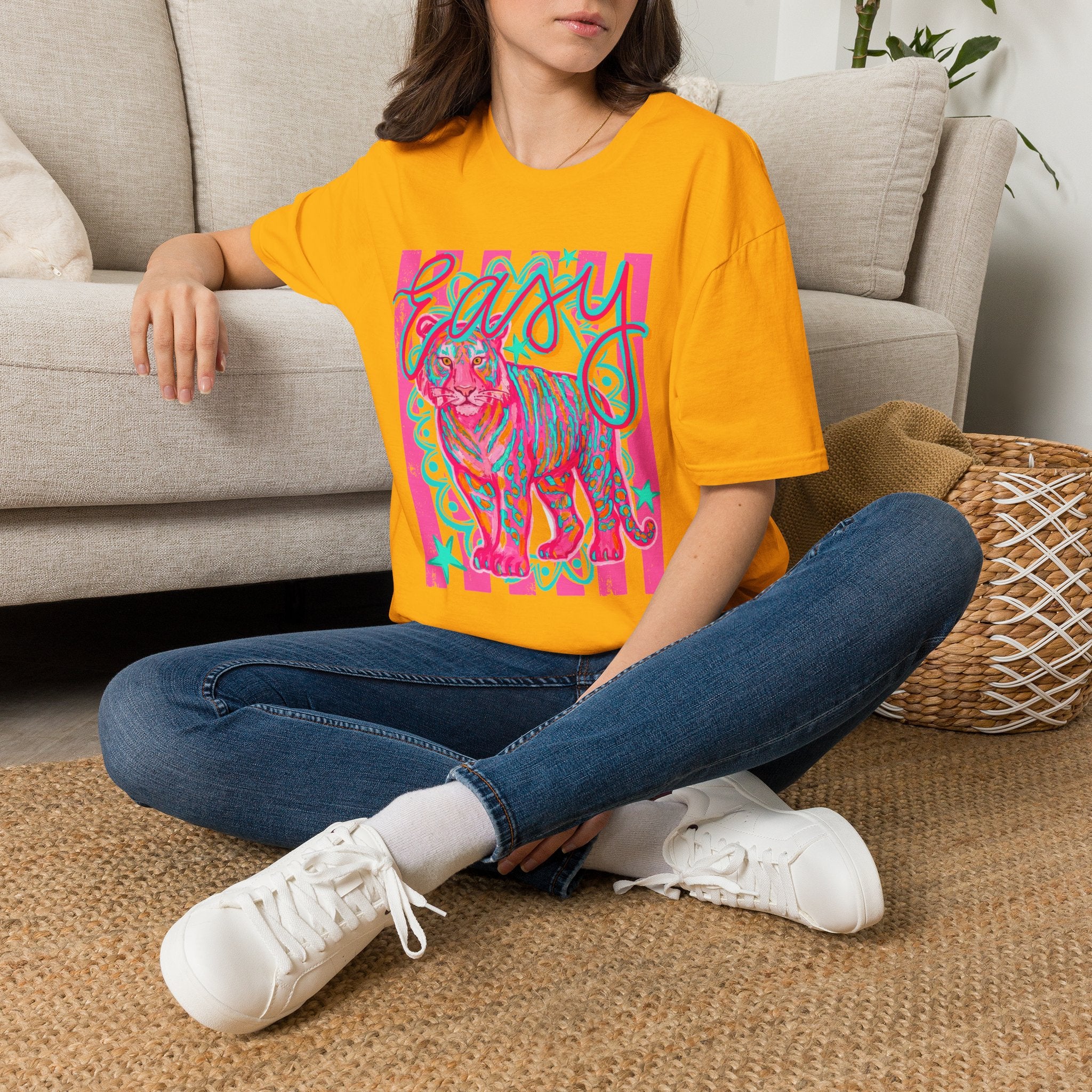 Easy Tiger T-Shirt — Colorful Retro Neon Tiger Graphic