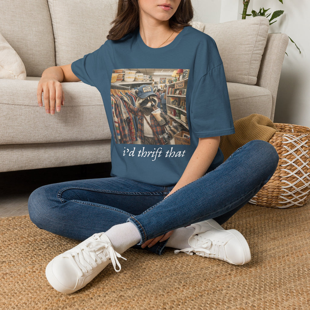 Thrifted Raccoon T-Shirt — "I'd Thrift That" Vintage Store Graphic Tee