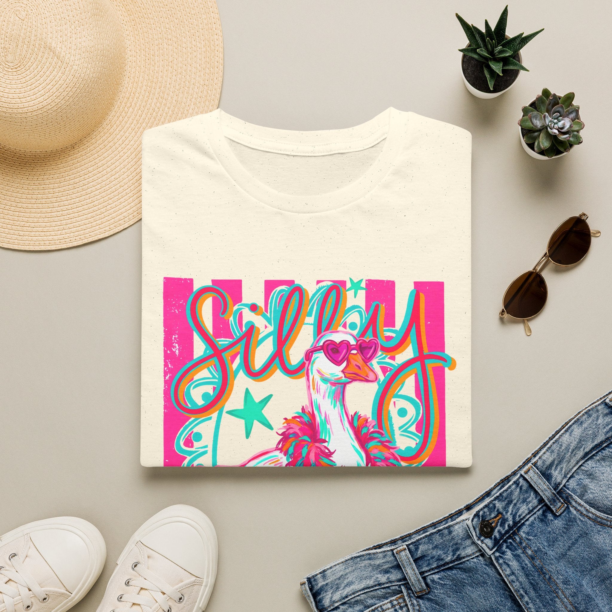Silly Goose T-Shirt – Playful Retro Pink Graphic Tee