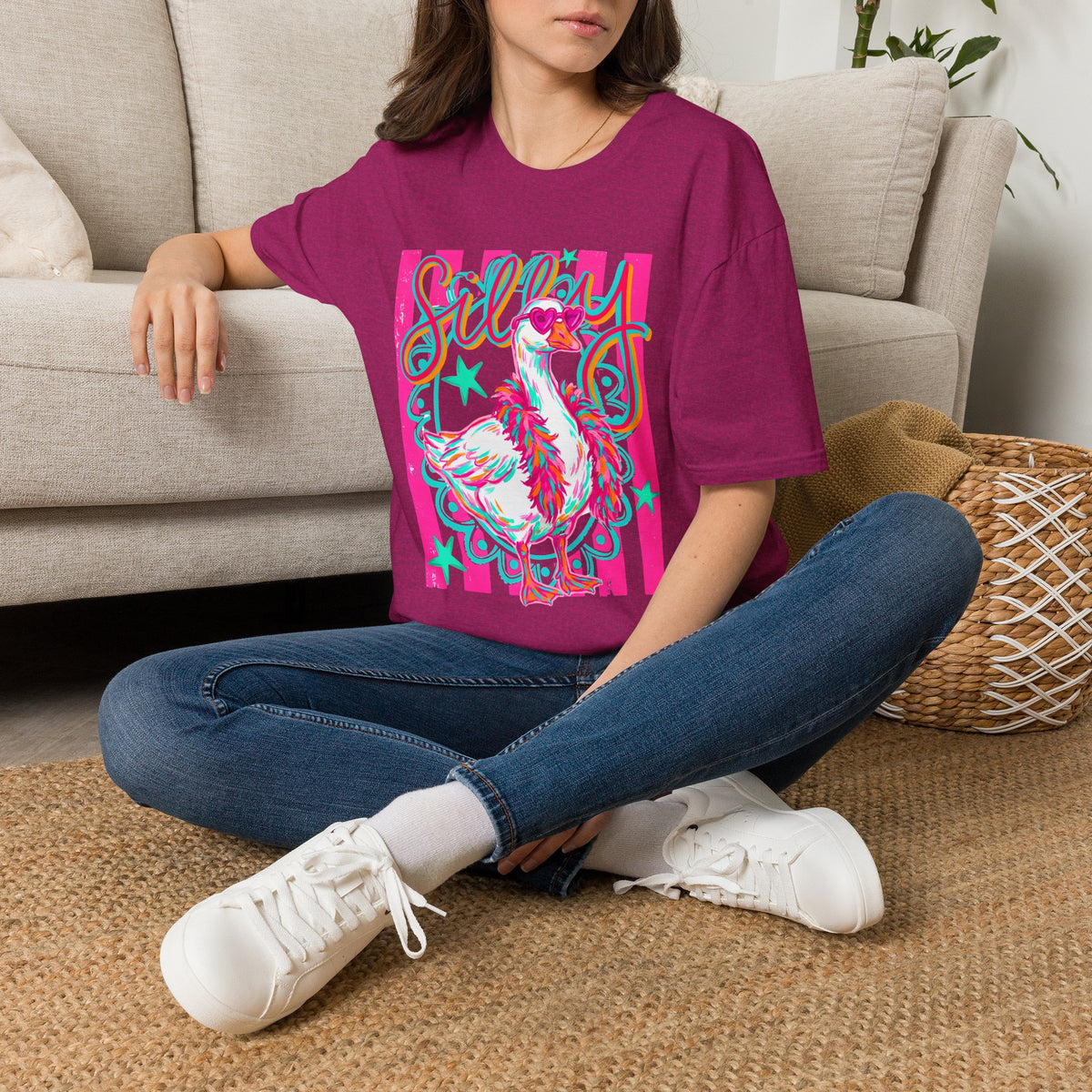 Silly Goose T-Shirt – Playful Retro Pink Graphic Tee