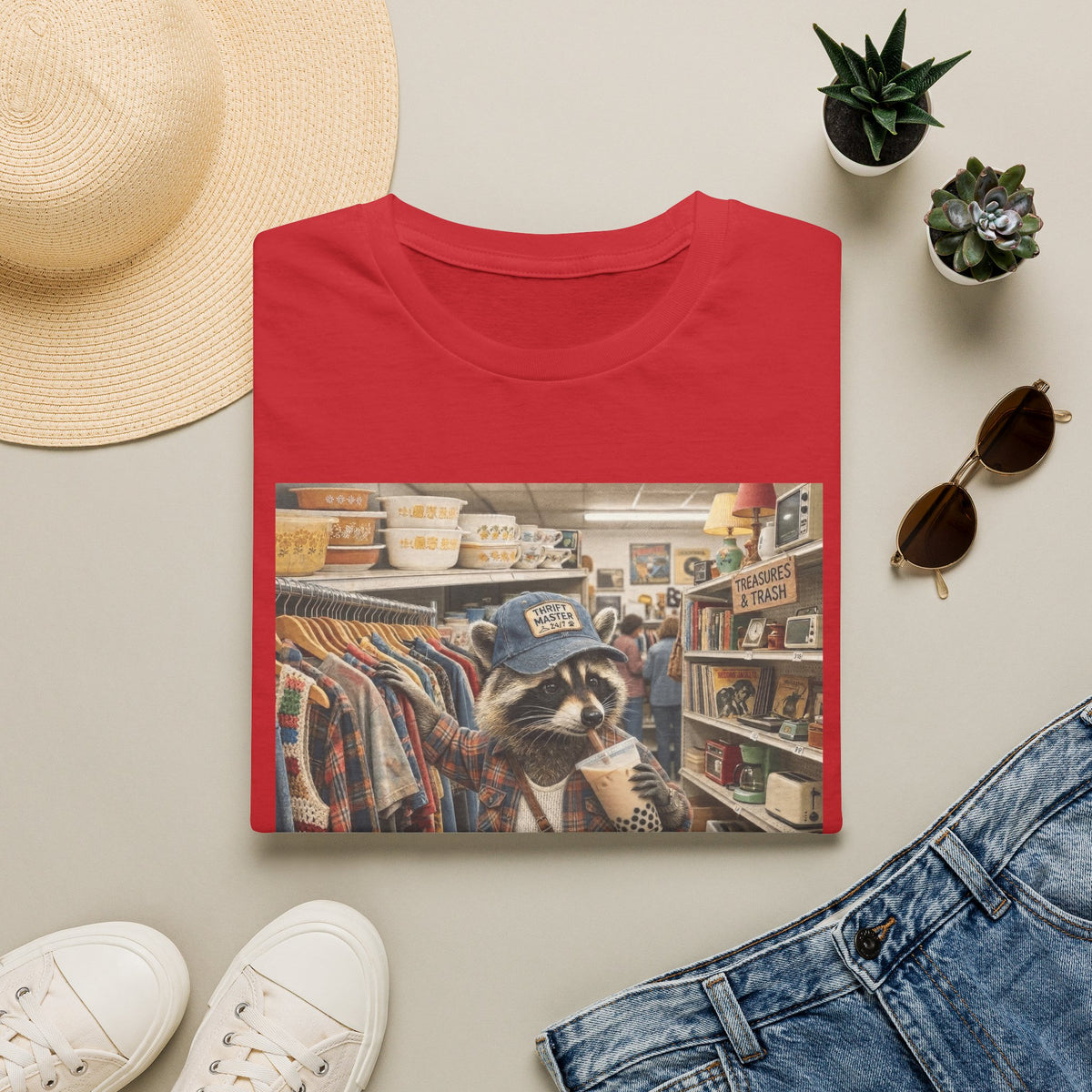 Thrifted Raccoon T-Shirt — "I'd Thrift That" Vintage Store Graphic Tee