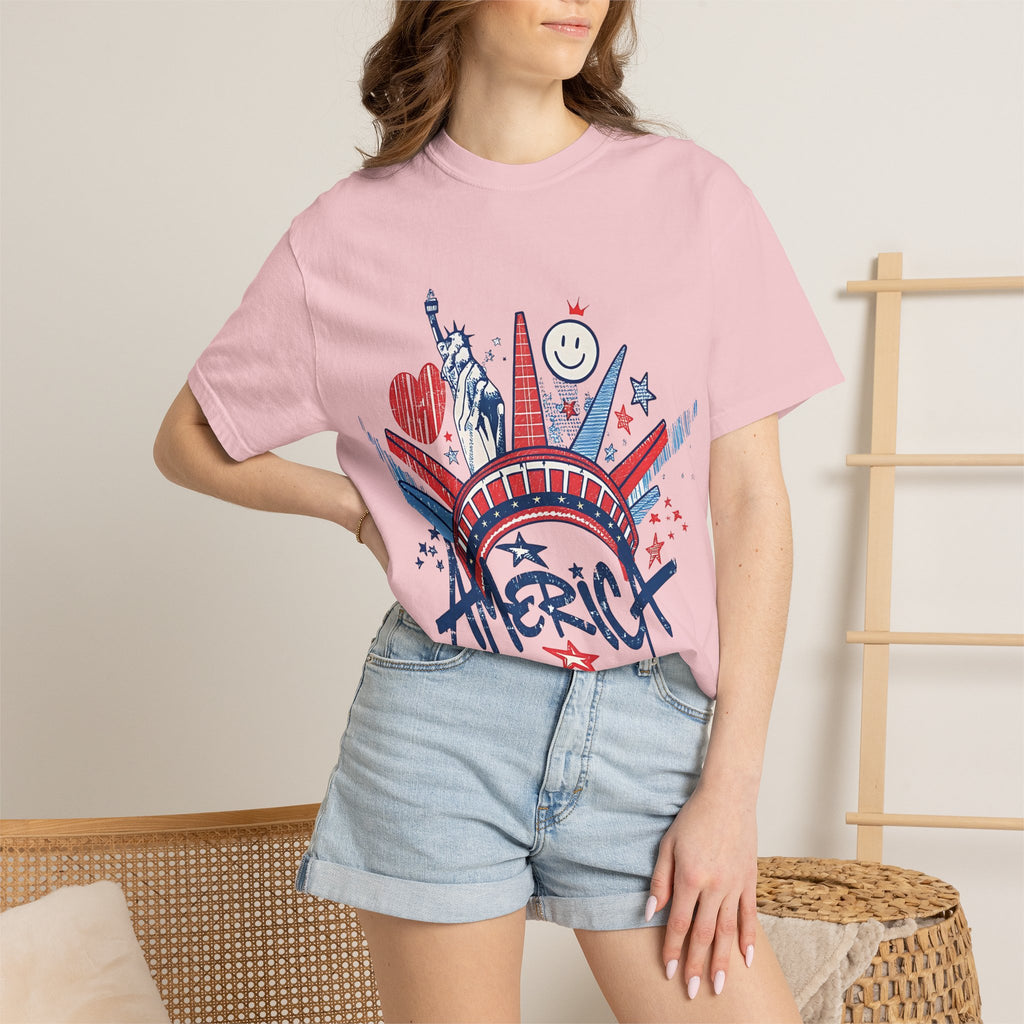 America Graphic T-Shirt — Patriotic Statue of Liberty 4th of July Tee