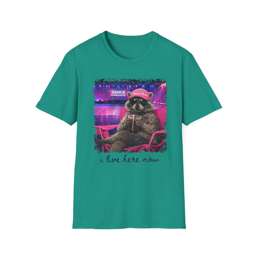 Raccoon ‘Dance’ Graphic T-Shirt — Retro Neon Wildlife Tee