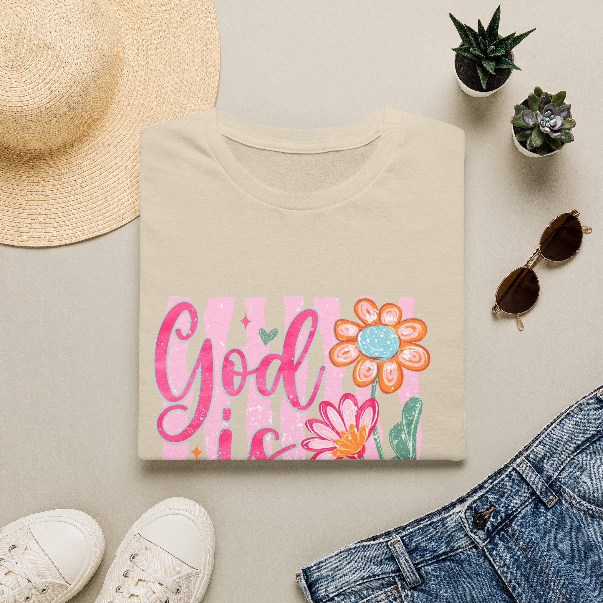 God Is Good Floral T‑Shirt — Inspirational Christian Tee