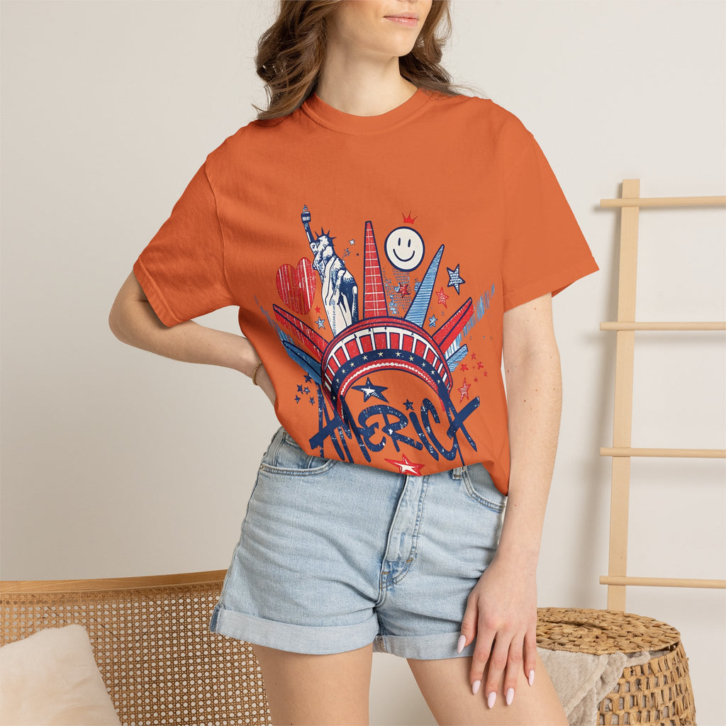 America Graphic T-Shirt — Patriotic Statue of Liberty 4th of July Tee