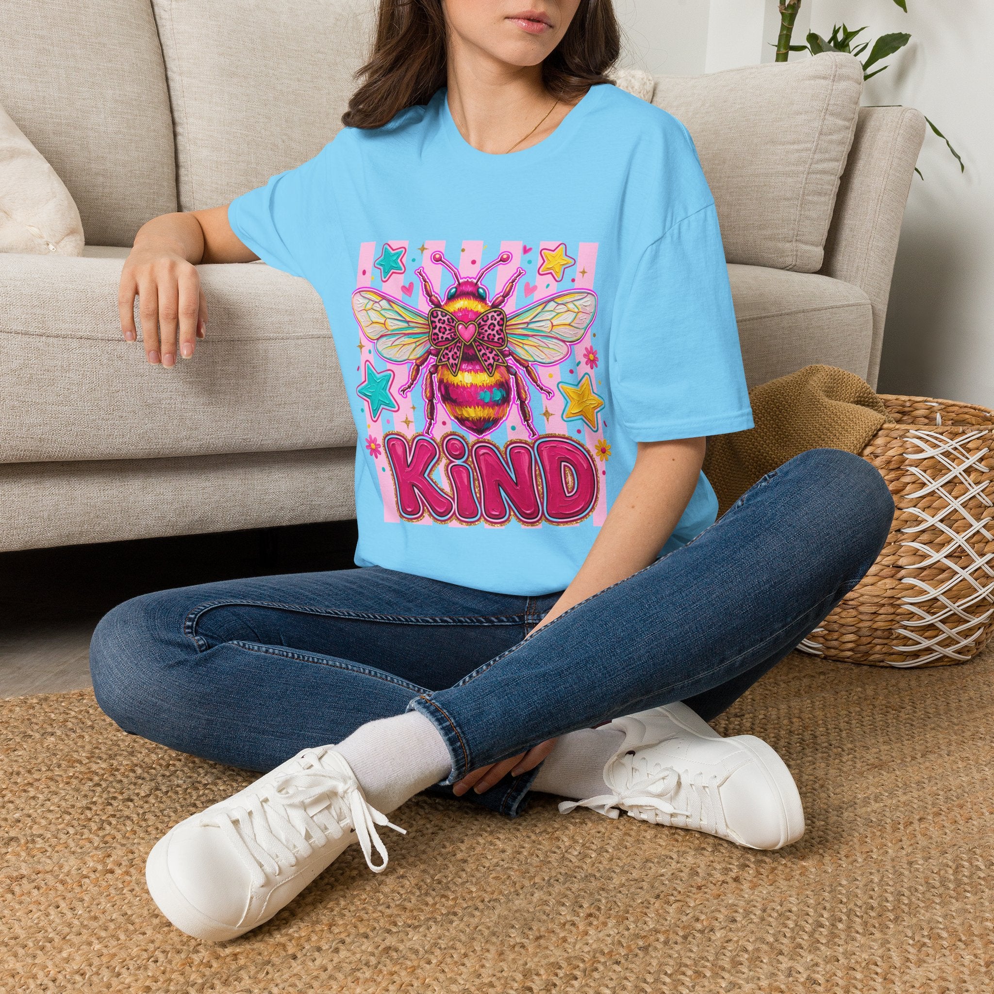 Kind Bee T-Shirt — Colorful Cute Bee Graphic Tee for Women & Teens