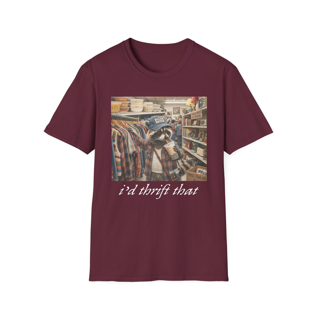 Thrifted Raccoon T-Shirt — "I'd Thrift That" Vintage Store Graphic Tee