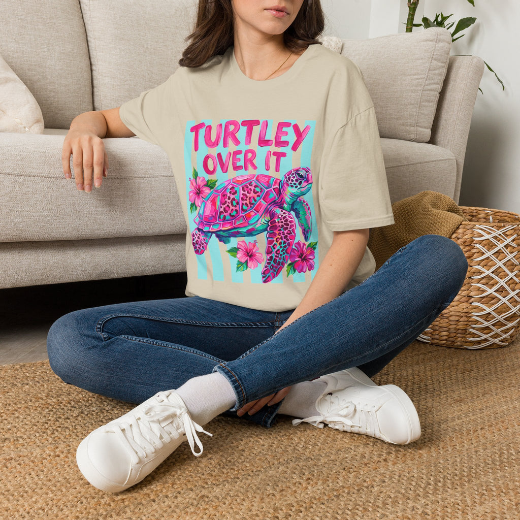 Turtley Over It T-Shirt — Tropical Pink Sea Turtle Graphic Tee