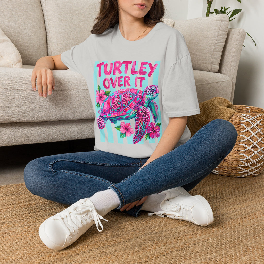 Turtley Over It T-Shirt — Tropical Pink Sea Turtle Graphic Tee