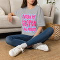 Fueled By Coffee And Anxiety T-Shirt — Retro Pink & Blue Checker Graphic