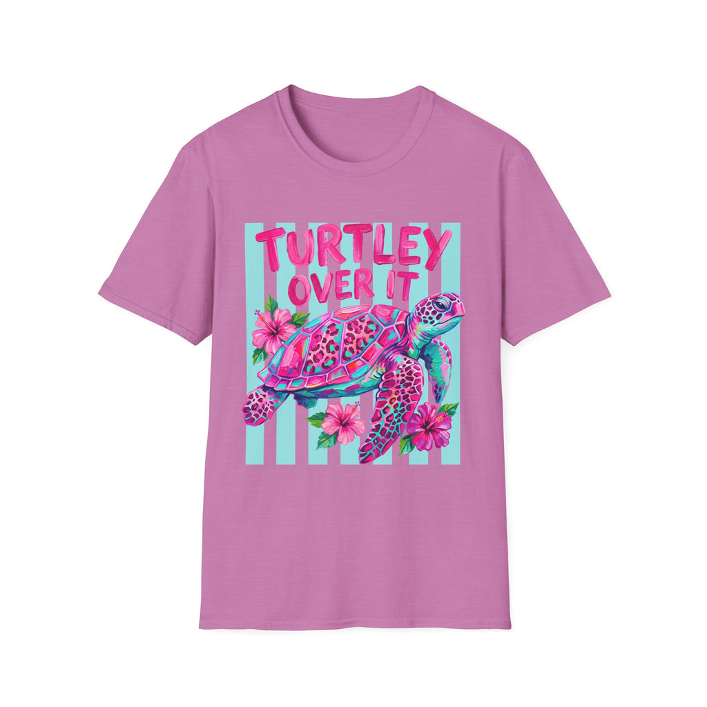 Turtley Over It T-Shirt — Tropical Pink Sea Turtle Graphic Tee