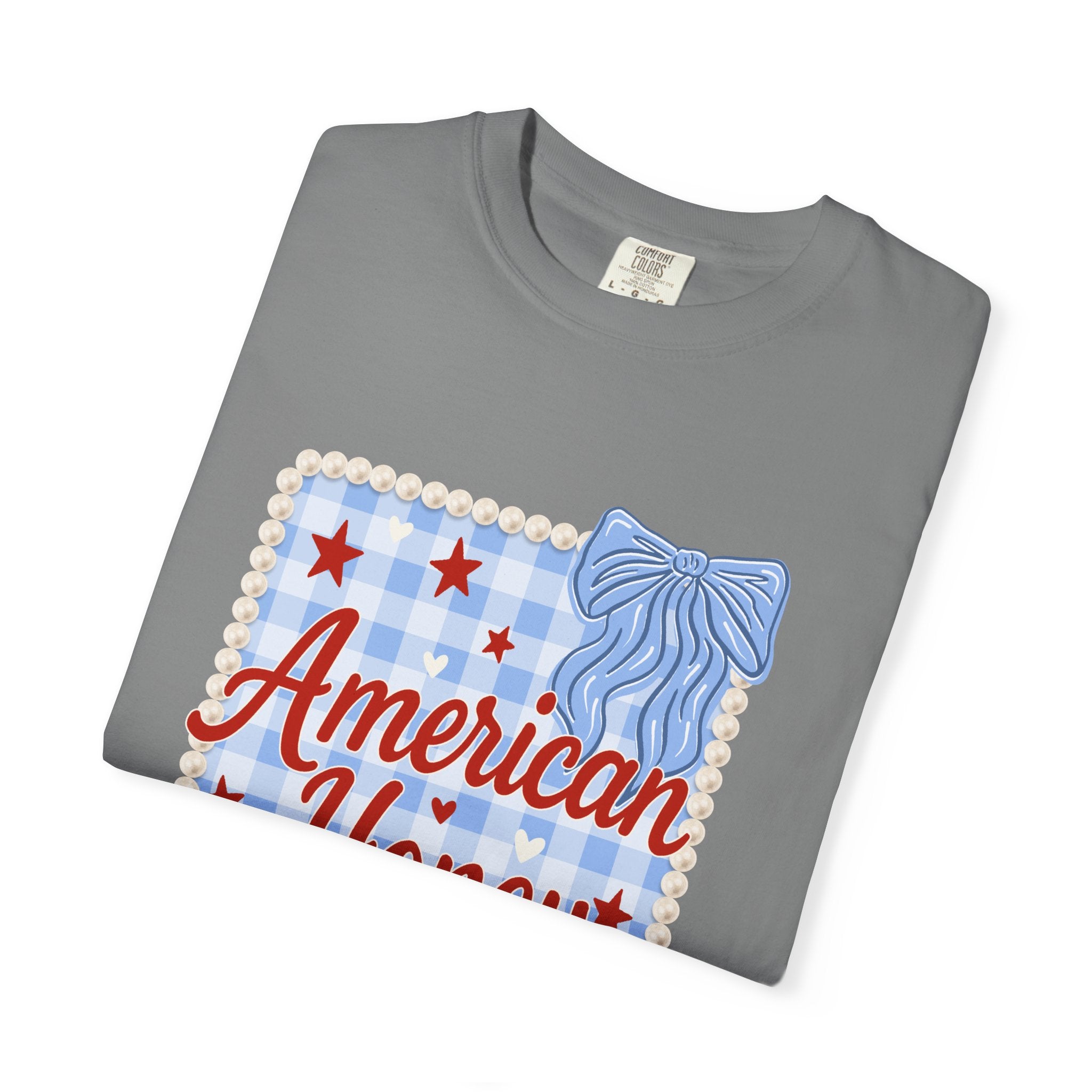 American Honey T-Shirt — Patriotic Gingham Graphic Tee