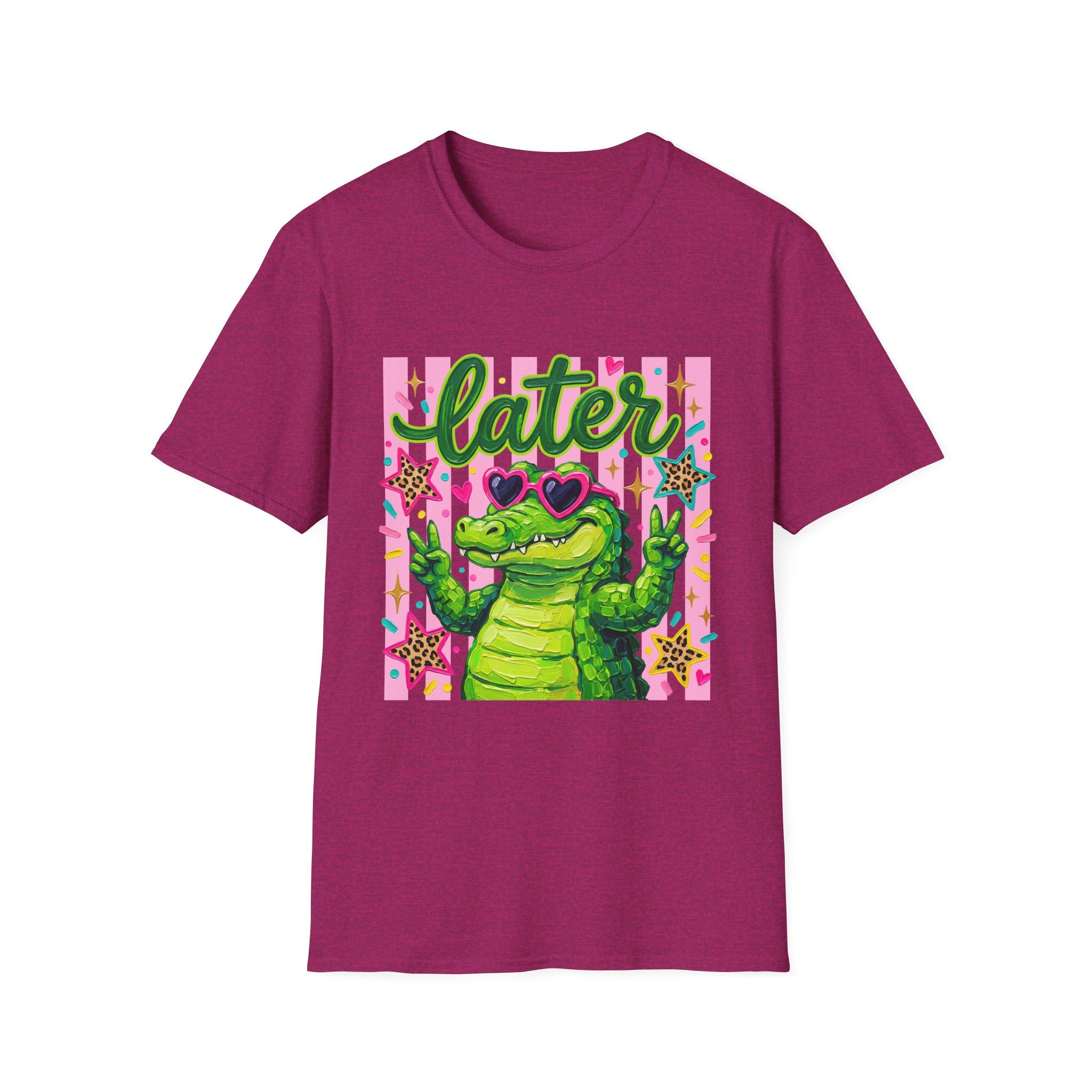 Later Alligator T-Shirt — Cute Retro Croc Graphic Tee with Heart Sunglasses
