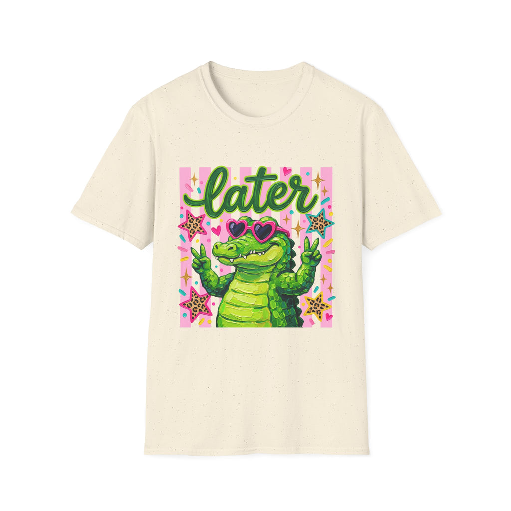 Later Alligator T-Shirt — Cute Retro Croc Graphic Tee with Heart Sunglasses