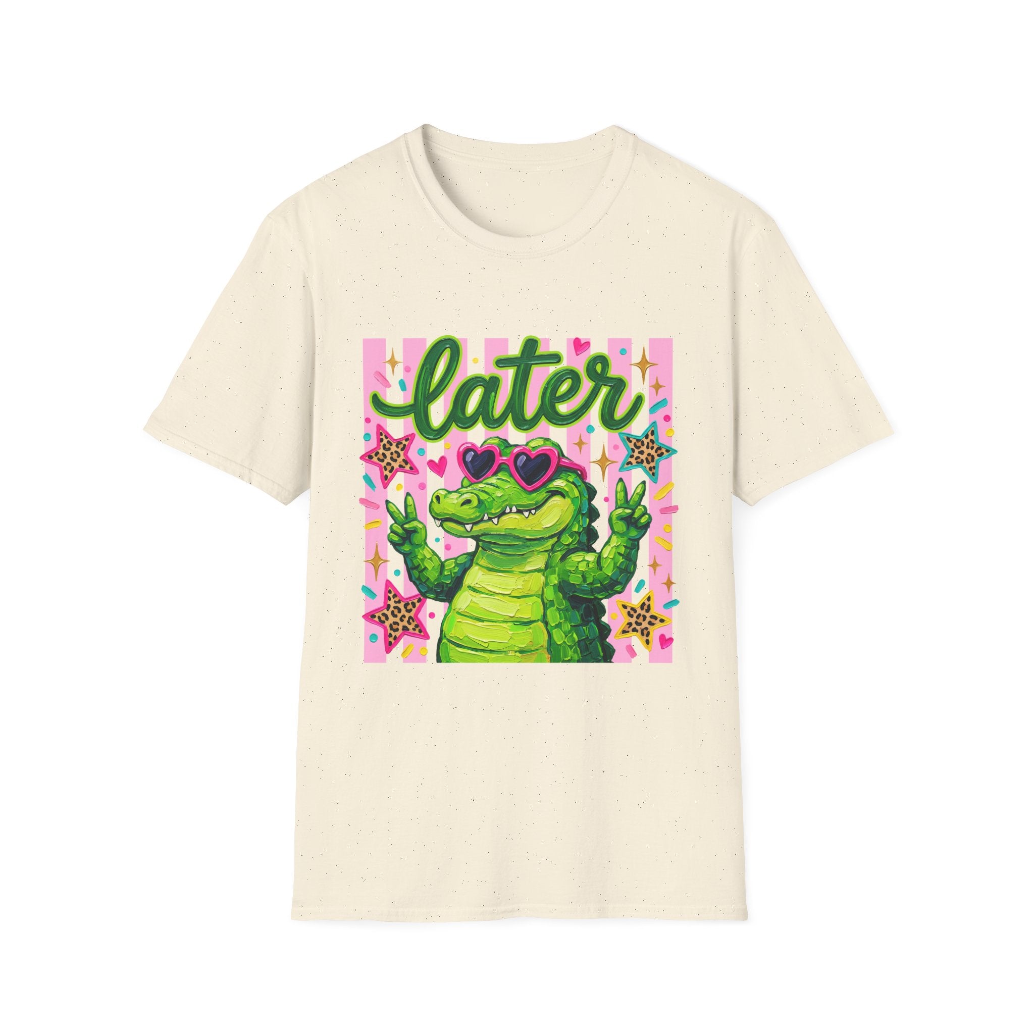 Later Alligator T-Shirt — Cute Retro Croc Graphic Tee with Heart Sunglasses