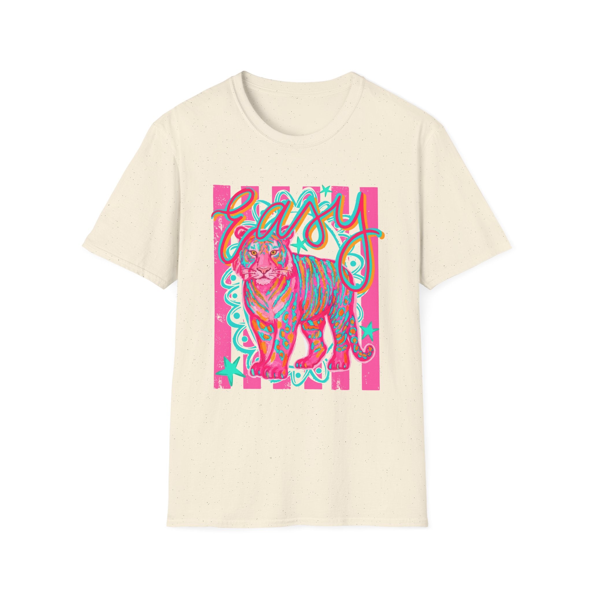 Easy Tiger T-Shirt — Colorful Retro Neon Tiger Graphic
