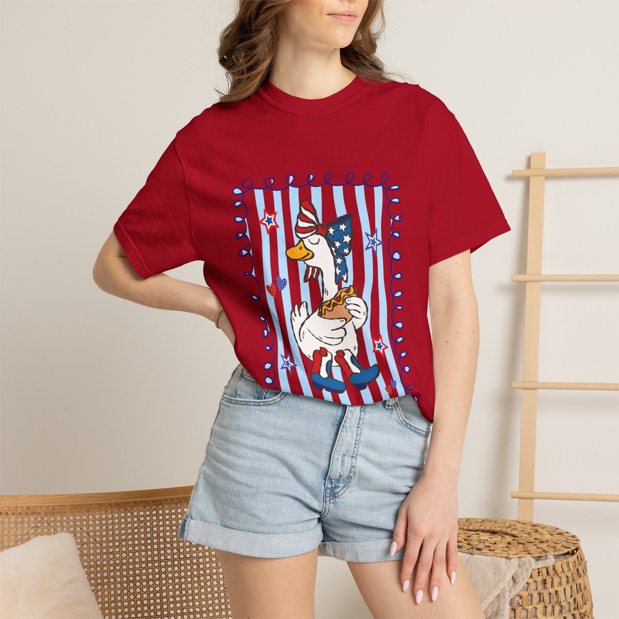 Patriotic Goose Graphic T-Shirt — "Proud Mama" Americana Tee