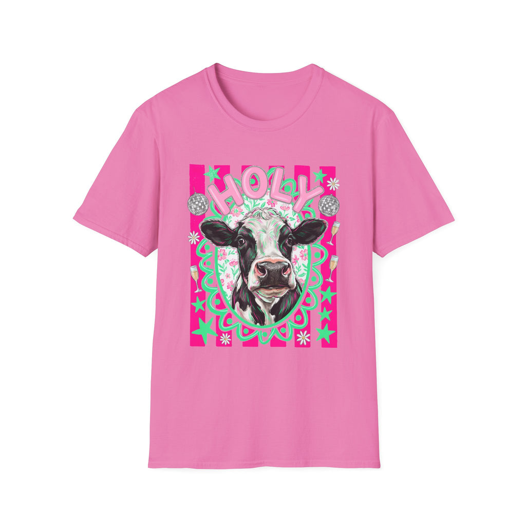 Holly Cow Graphic T-Shirt — Festive Cow Art Tee