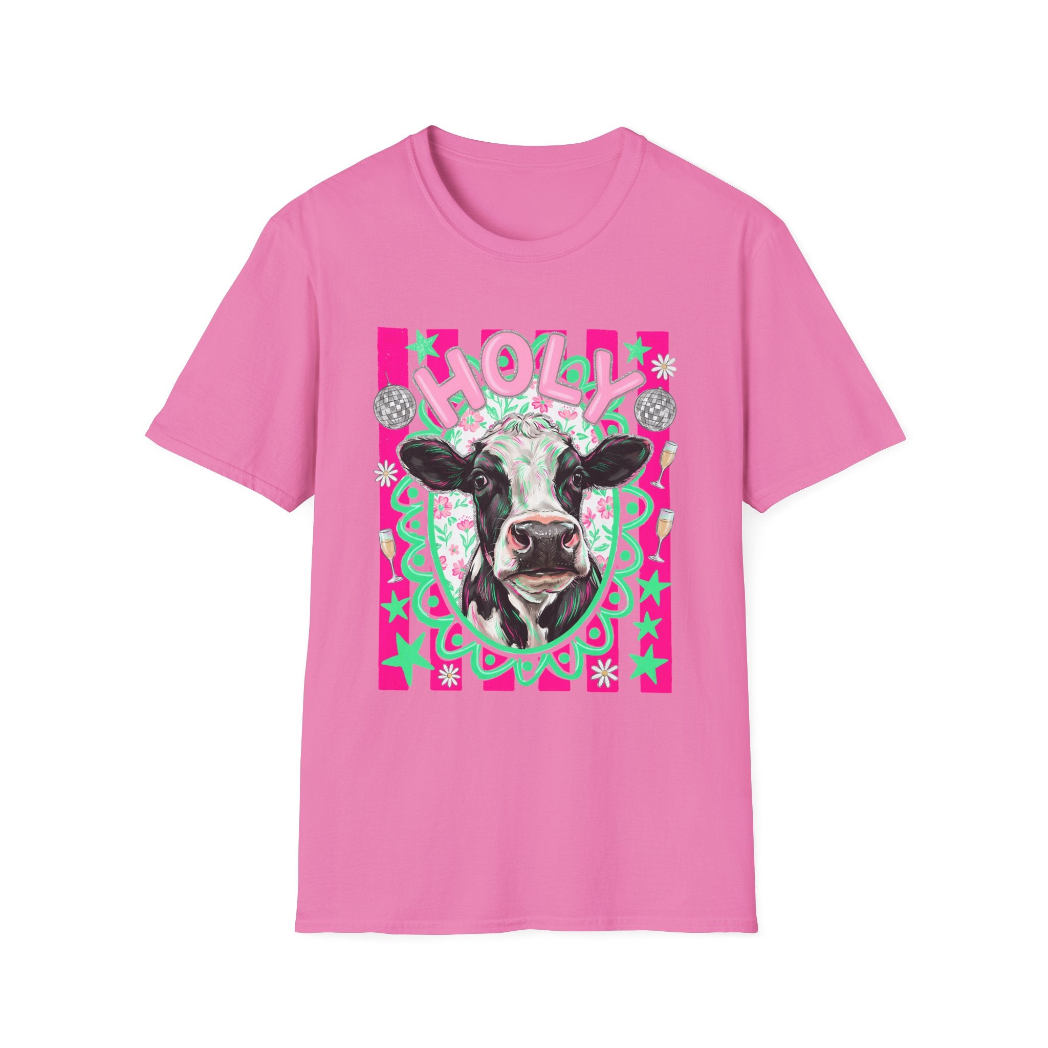 Holly Cow Graphic T-Shirt — Festive Cow Art Tee
