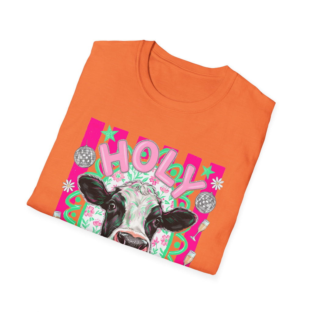 Holly Cow Graphic T-Shirt — Festive Cow Art Tee