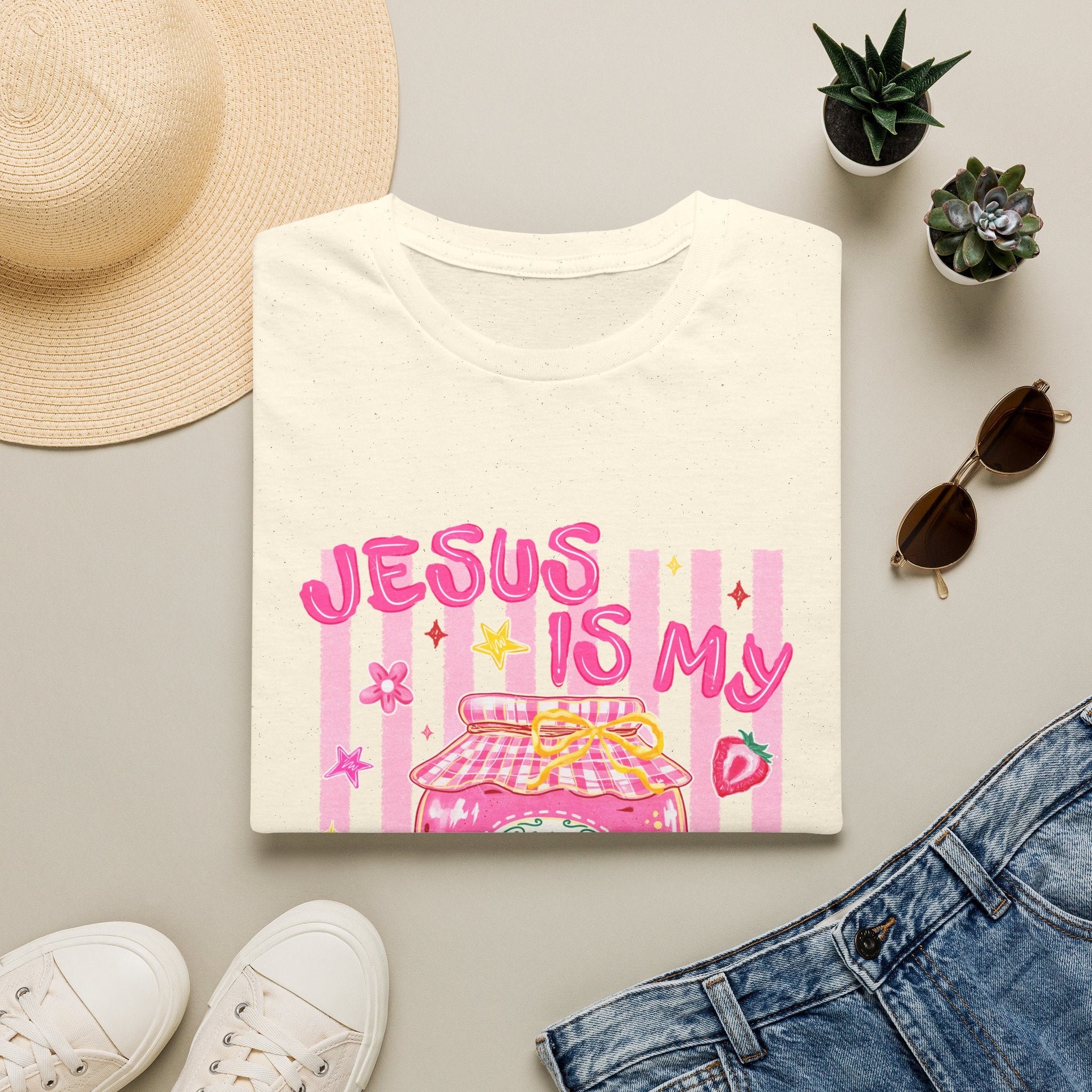 Jesus Is My Jam T‑Shirt — Cute Pink Faith Graphic Tee