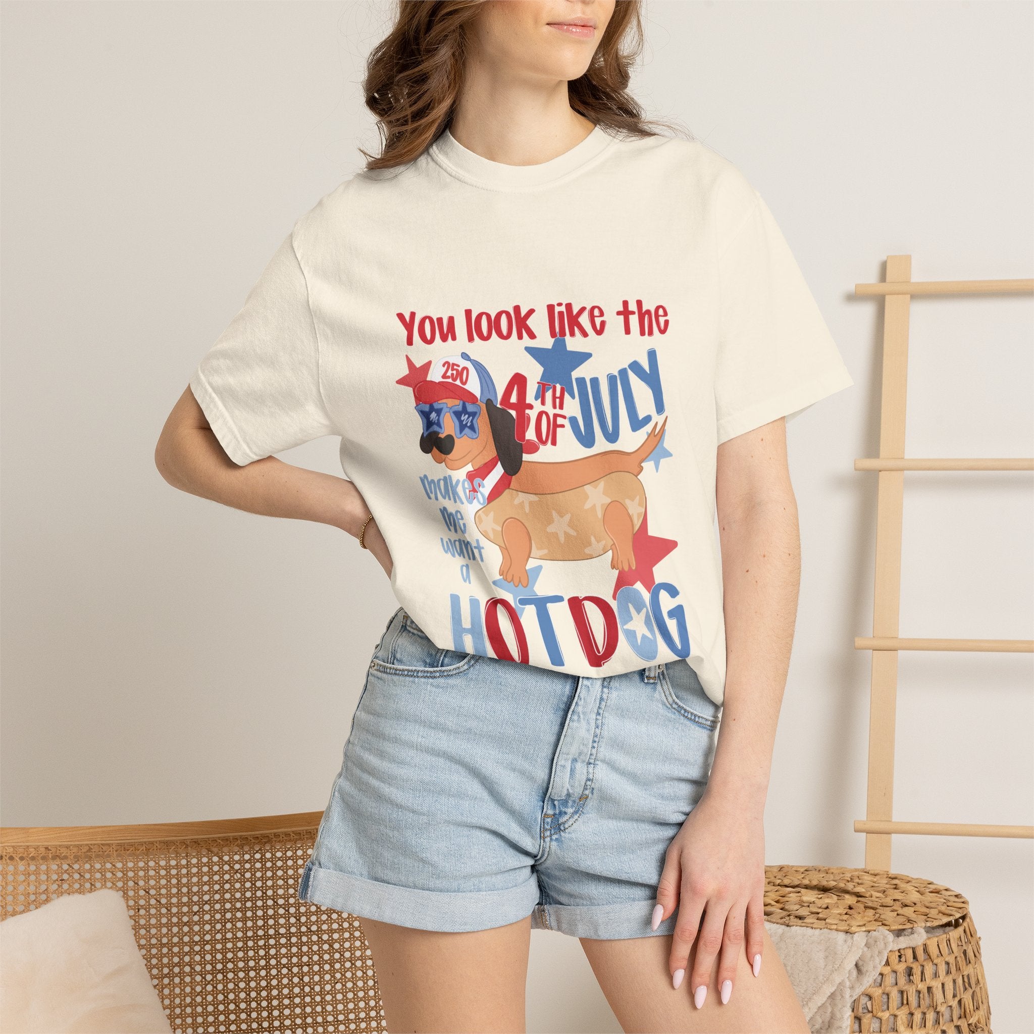 4th of July Hot Dog T-Shirt — "You Look Like the 4th of July Hotdog" Patriotic BBQ Tee