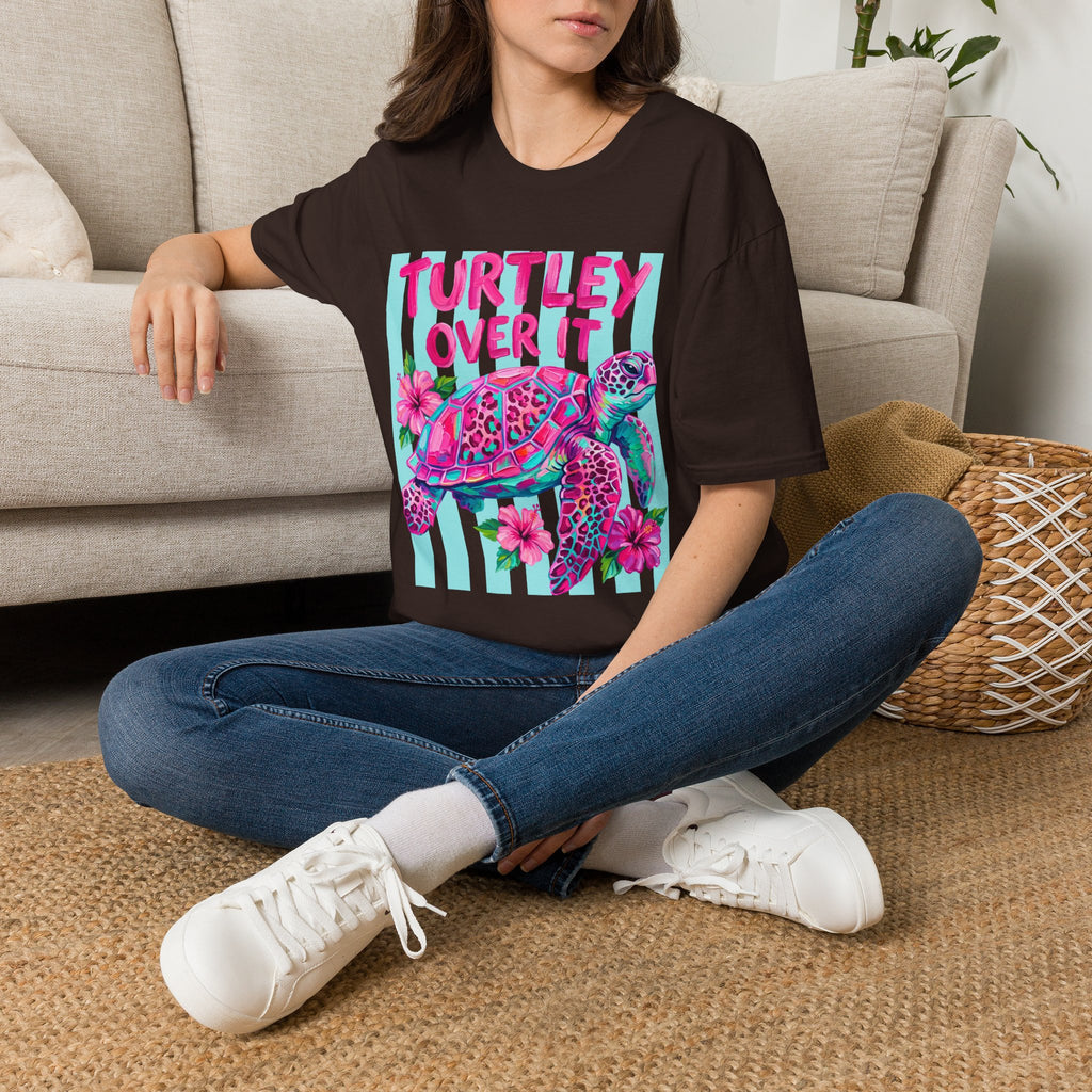 Turtley Over It T-Shirt — Tropical Pink Sea Turtle Graphic Tee