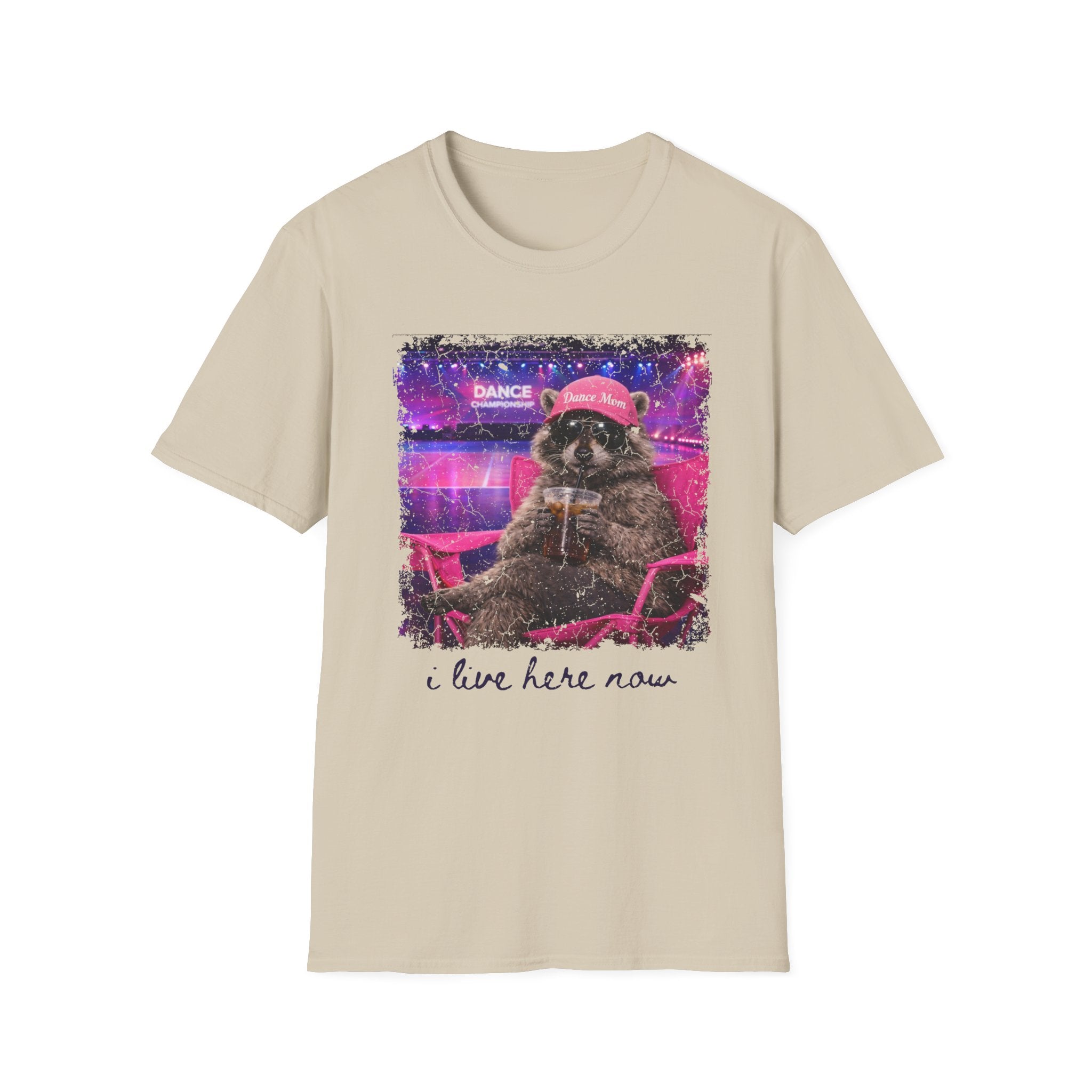 Raccoon ‘Dance’ Graphic T-Shirt — Retro Neon Wildlife Tee