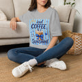 Iced Coffee & Sunshine T-Shirt — Cute Blue Striped Summer Tee