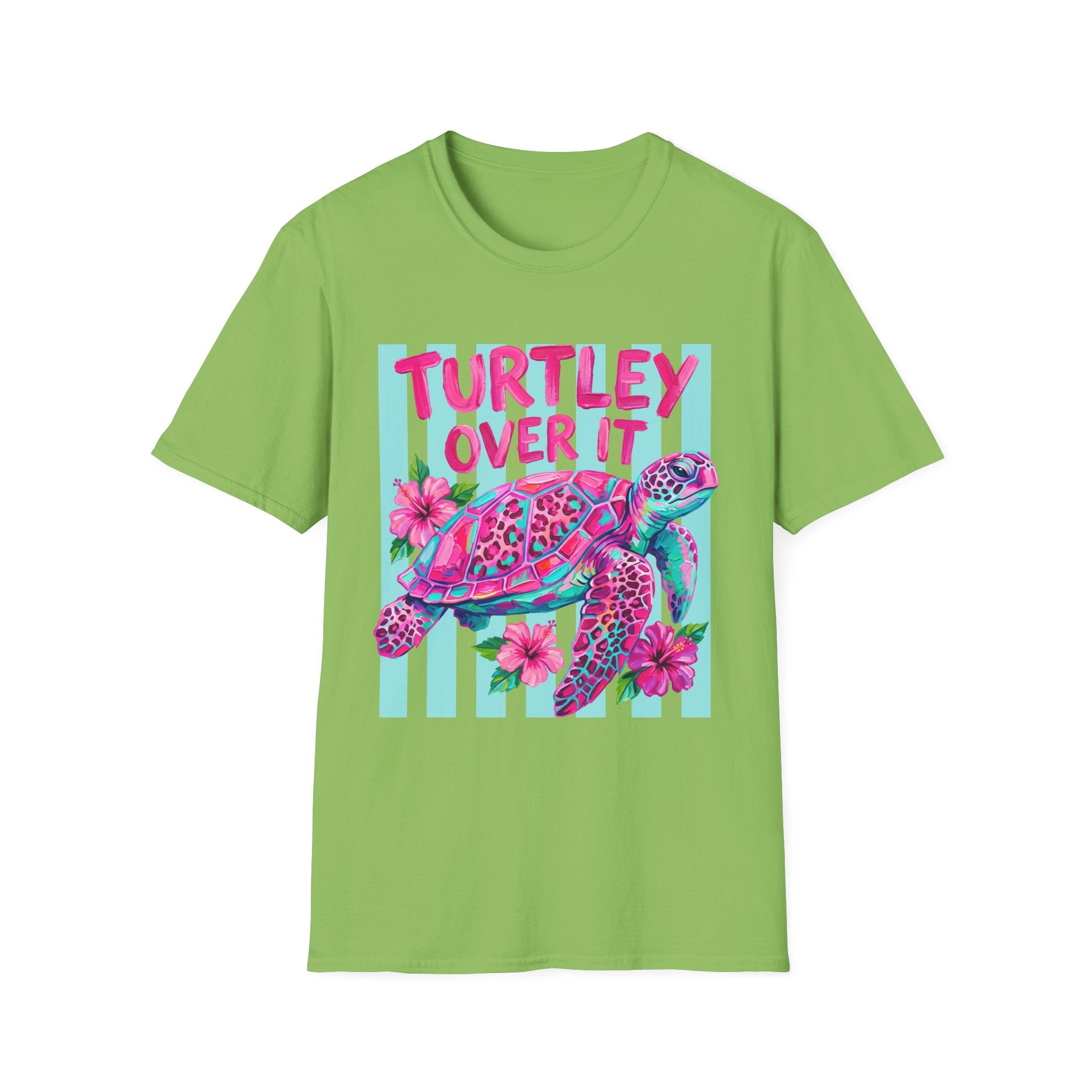 Turtley Over It T-Shirt — Tropical Pink Sea Turtle Graphic Tee